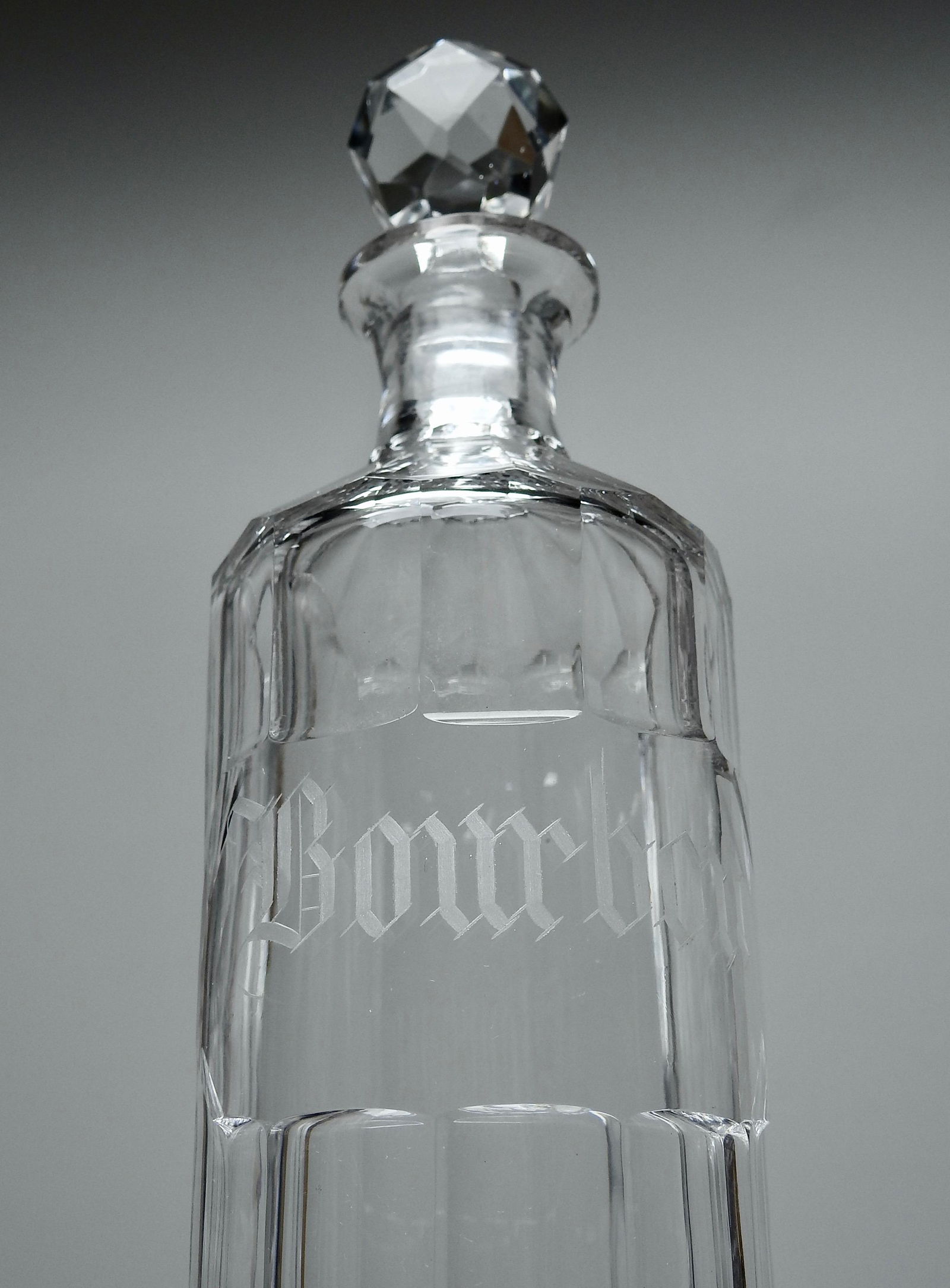 Vintage Bourbon Paneled Cut Glass Crystal Decanter (1 of 5)