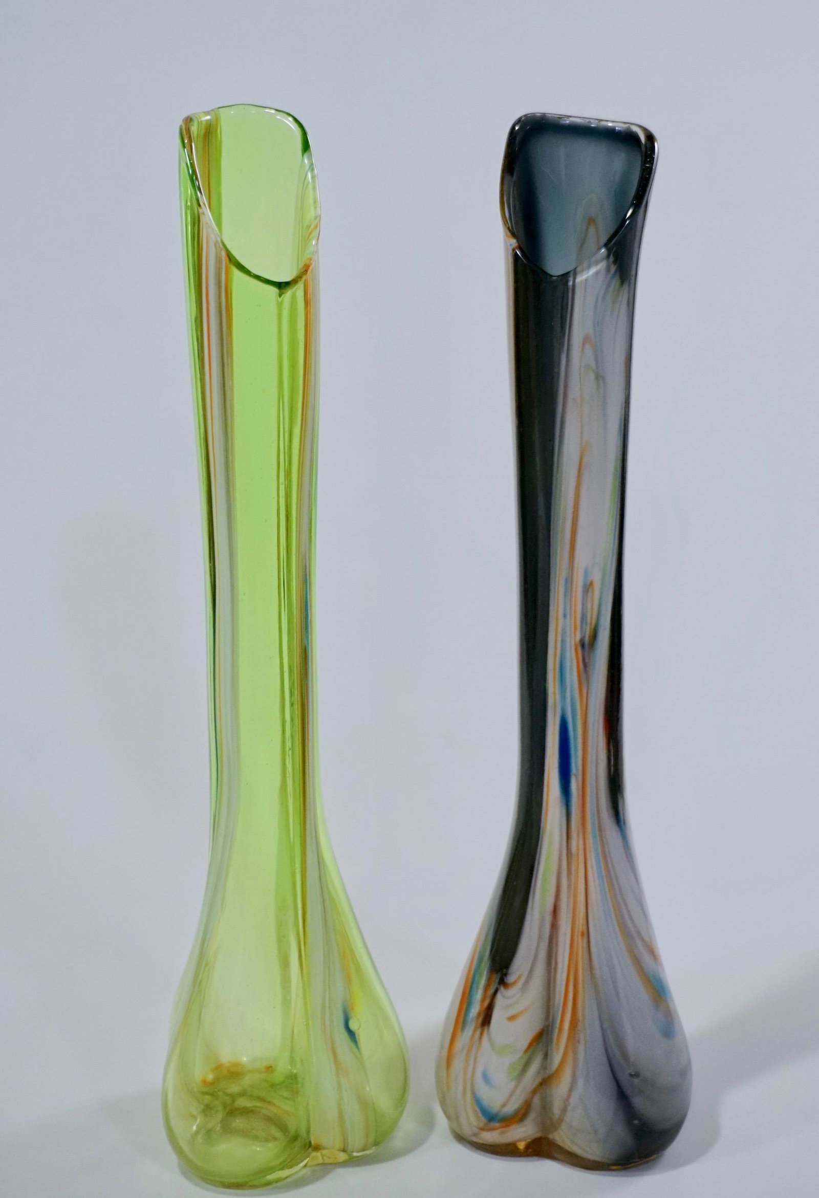 Mid Century Modern Slag Glass Tall Vases Lot of 2: Mid Century Modern Slag Glass Tall Vases Lot of 2 Approximately 10 3/4 inches tall.