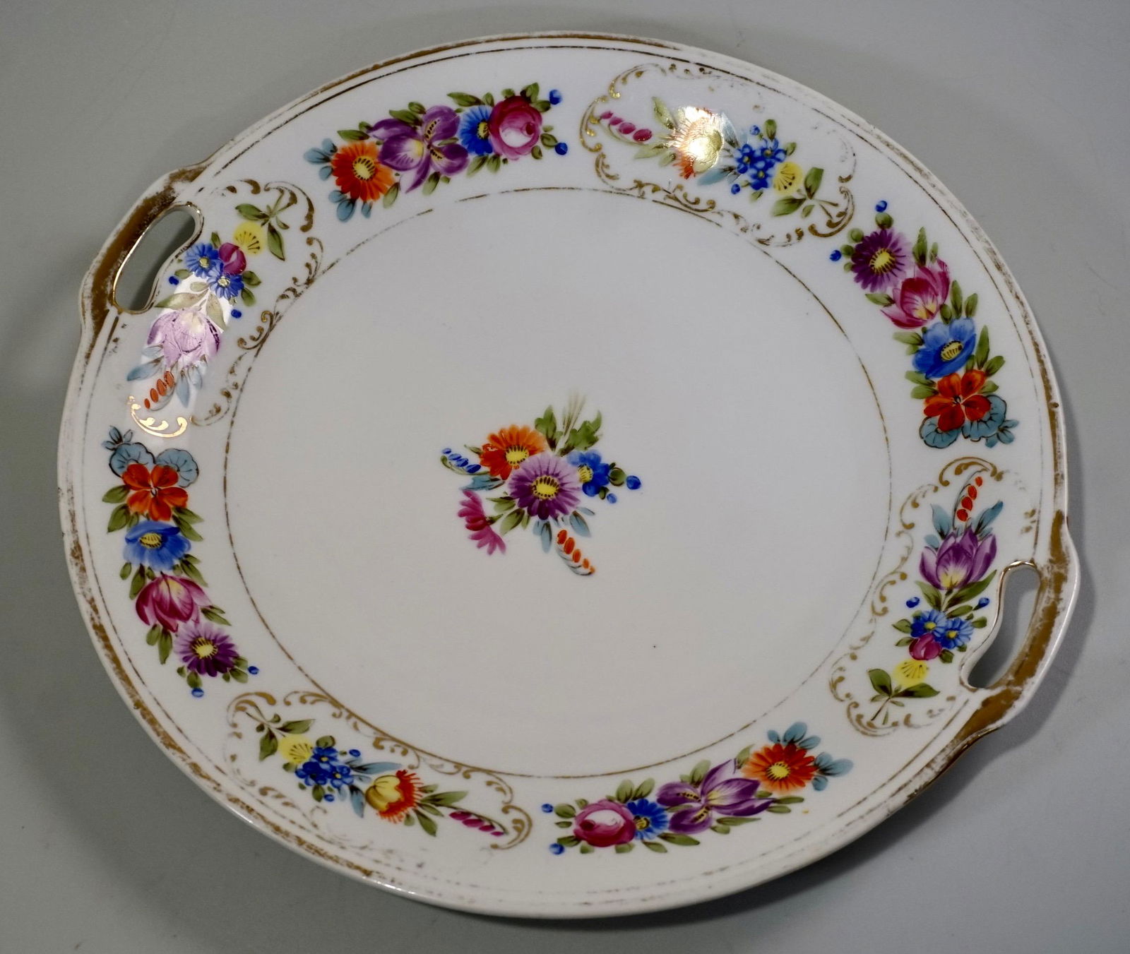 Nippon Porcelain Cake Plate Handled Platter Dresden (1 of 4)