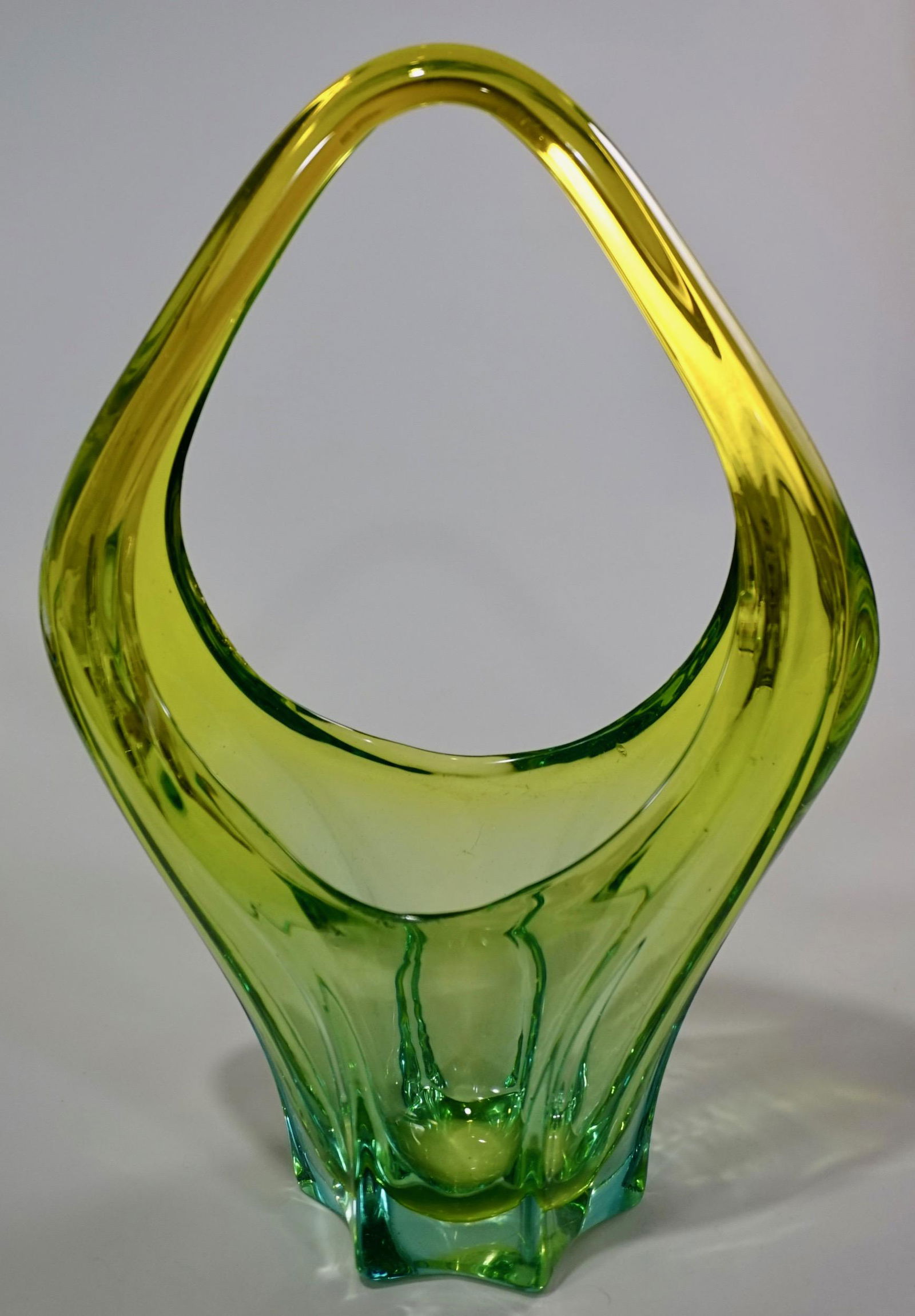 Italian Murano Blue Green Basket Vase Mid Century (1 of 7)