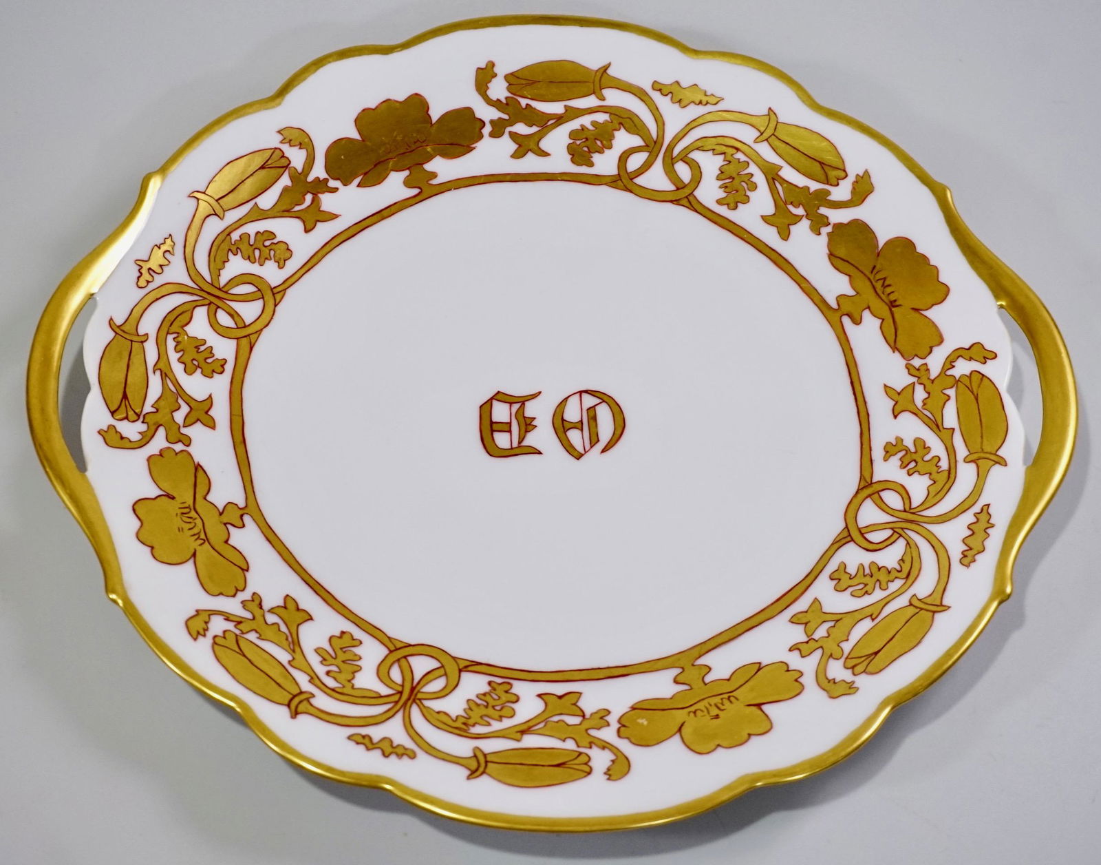 Limoges Blank Art Nouveau Porcelain Cake Plate Monogram (1 of 5)