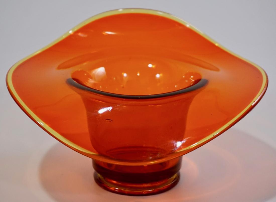 Red Murano Art Glass Vase Pontil Blown Jack in the: Red Murano Art Glass Vase Pontil Blown Jack in the Pulpit Approximately 5 x 7 3/4 x 6 1/2 inches.