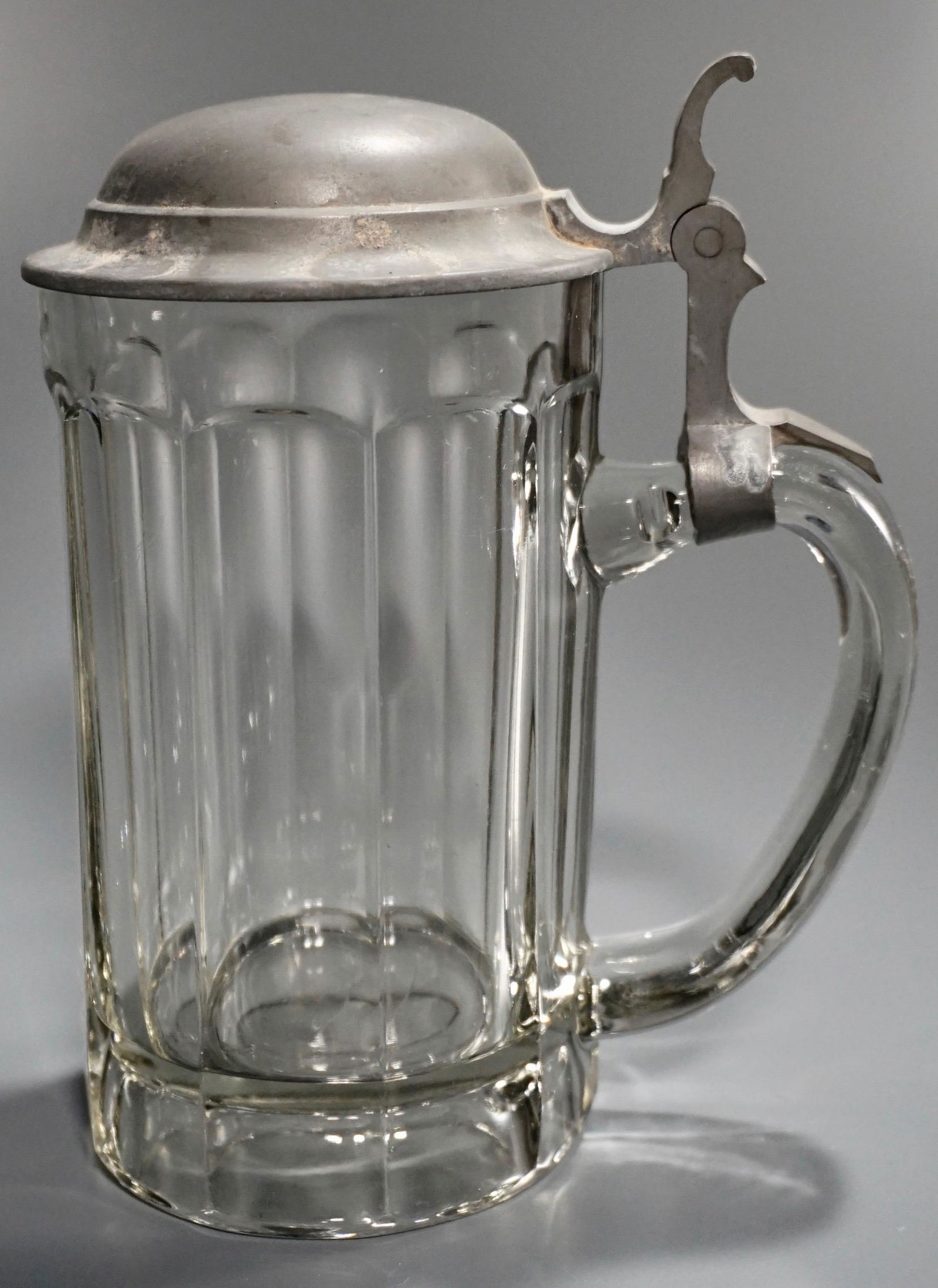 Vintage Paneled Glass Beer Stein Pewter Lid (1 of 5)