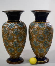 Pair Royal Doulton Slater Studios Stoneware Vase Lamp