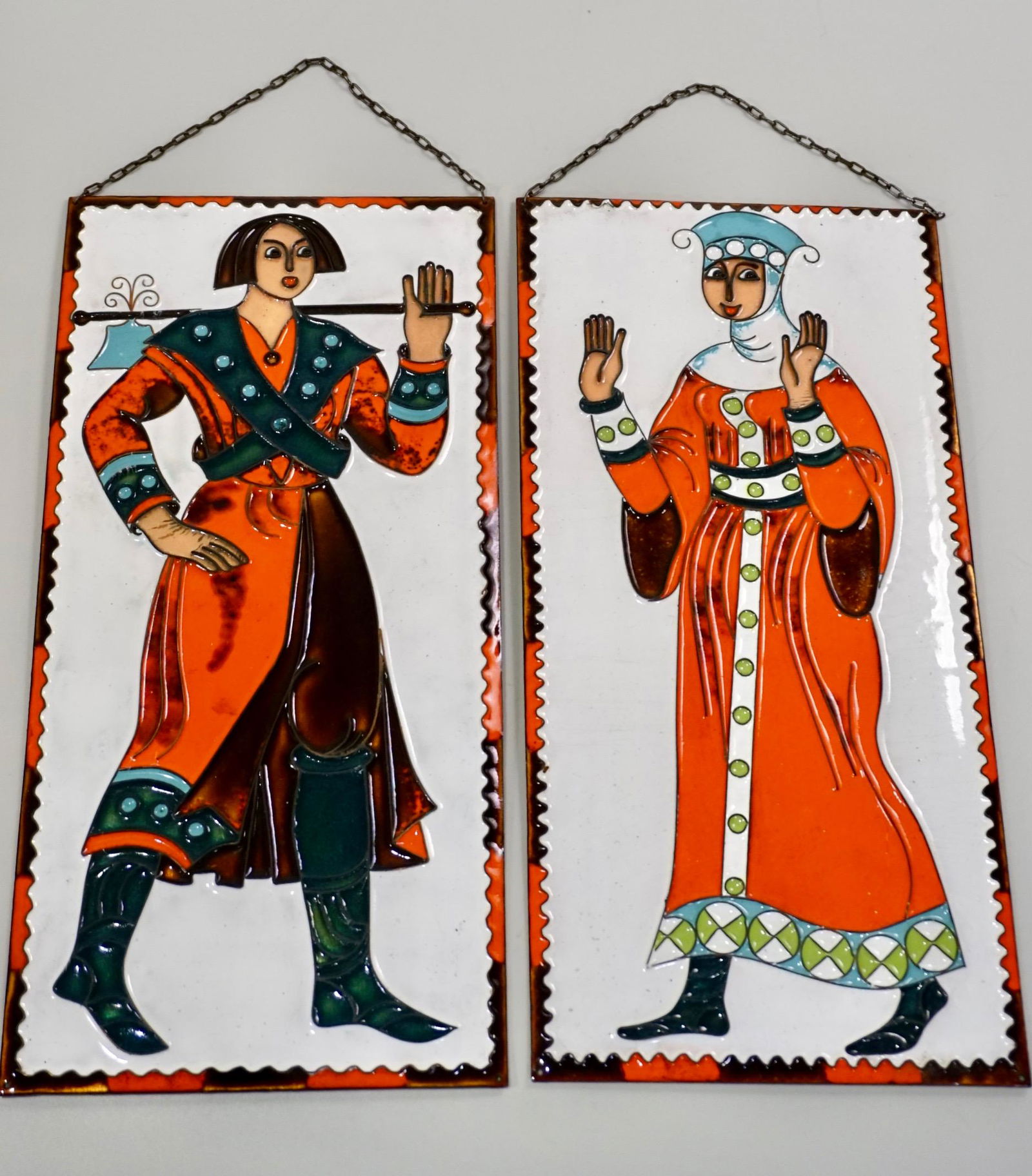 Pair Mid Century Russian Enamel on Copper Wall Plaque (1 of 8)