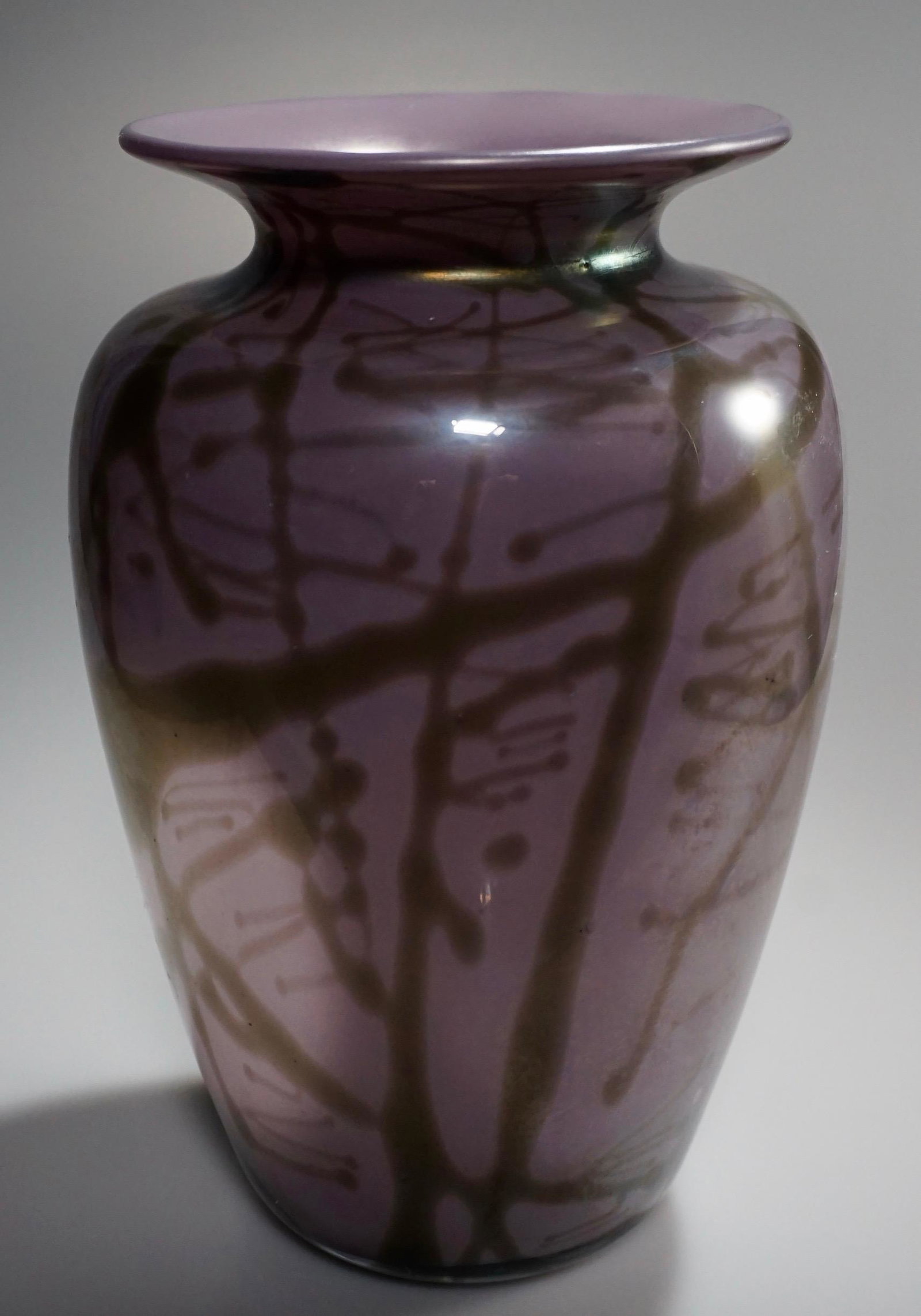 Pontil Blown Mid Century Art Glass Vase Artist Signed: Pontil Blown Mid Century Art Glass Vase Artist Signed Approximately 8 13/16 inches tall.