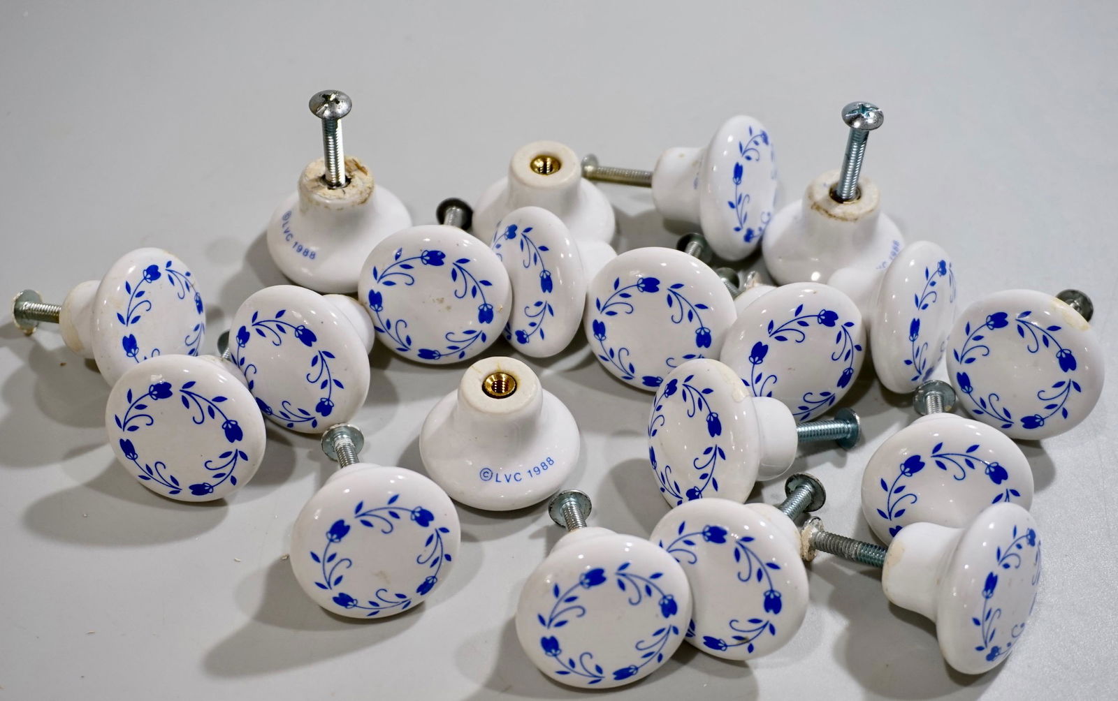 Vintage Blue White Porcelain Country Style Cabinet Door (1 of 2)