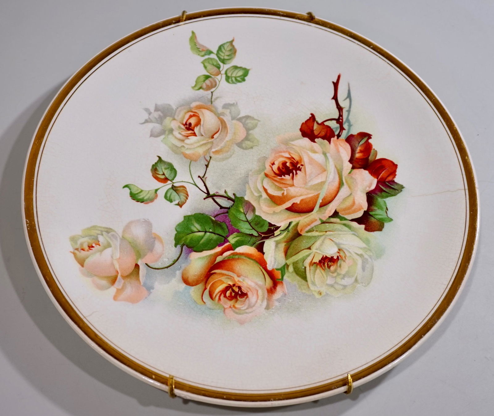 Semi-Vitreous Porcelain Roses Vintage Plate KT & K Co (1 of 6)