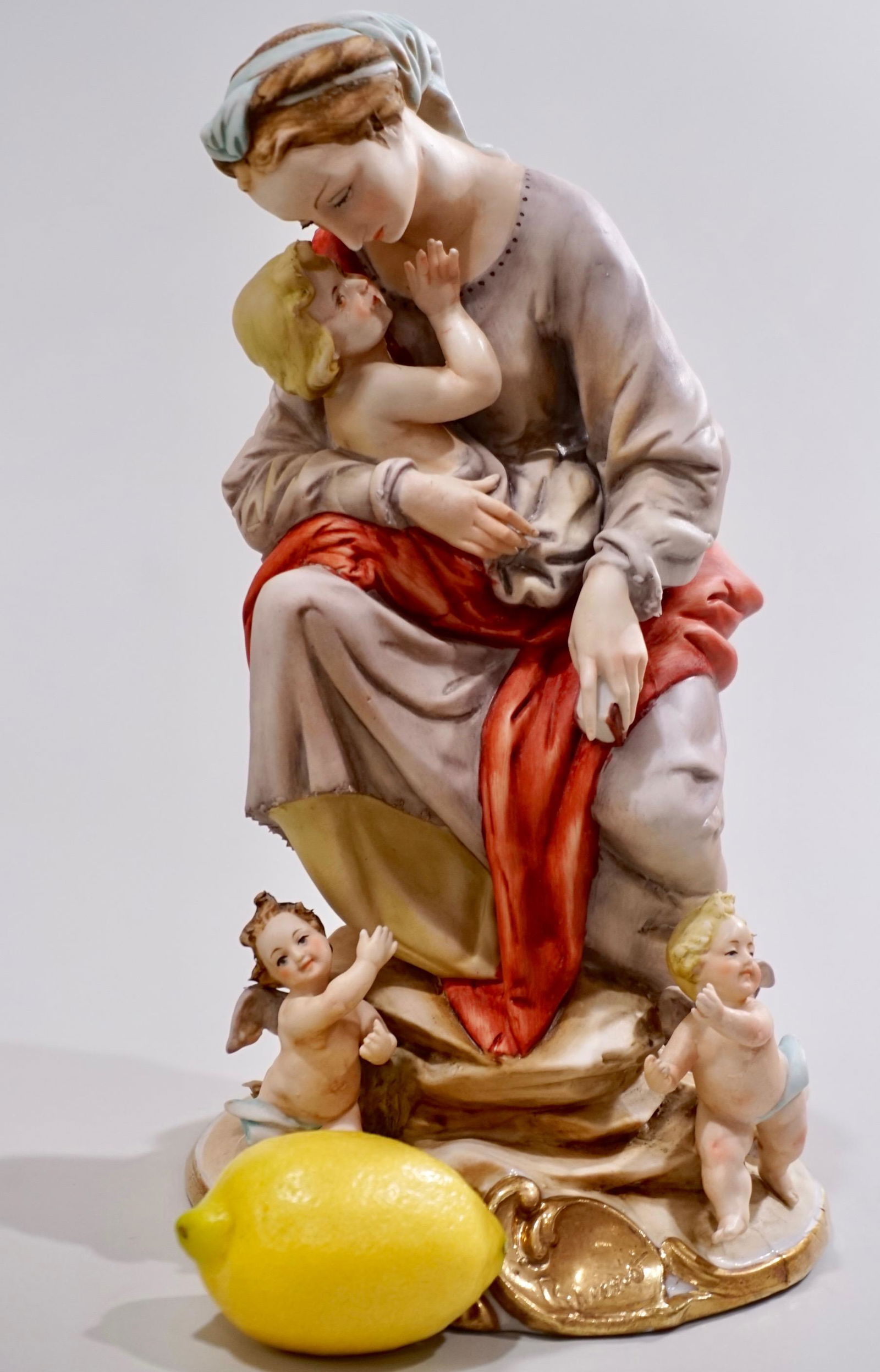 Bisque Madonna Statue Hand Molded Signed Polychrome (1 of 14)
