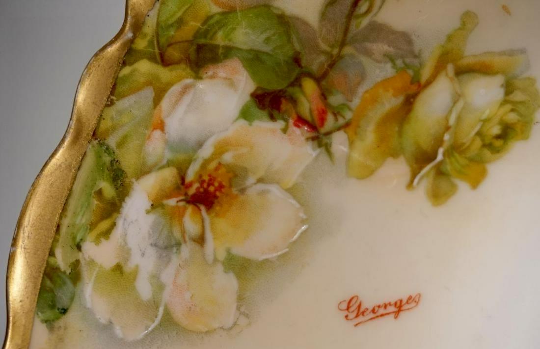 Georges Roses Royal Austria Antique Bowl O & EG: Georges Roses Royal Austria Antique Bowl O & EG Porcelain Oscar & Edgar Gutherz c 1900 Approximately 2 7/16 x 9 7/16 inches in diameter.
