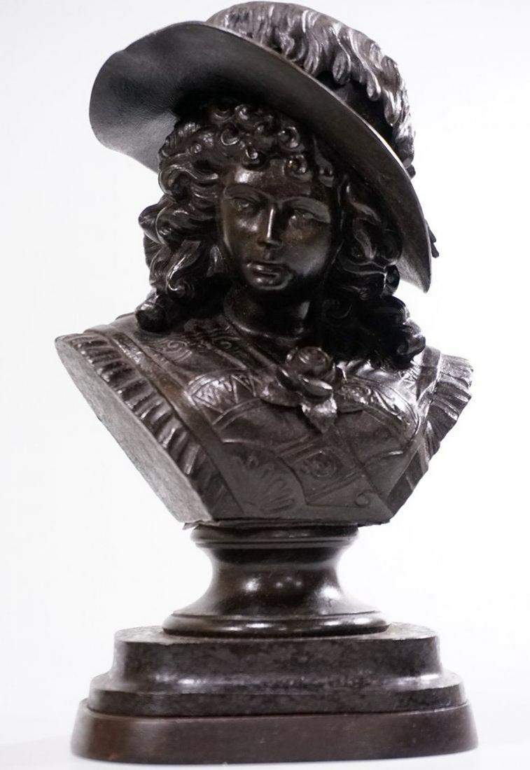 Antique American Cast Metal Bust Plumed Hat Lady (1 of 8)