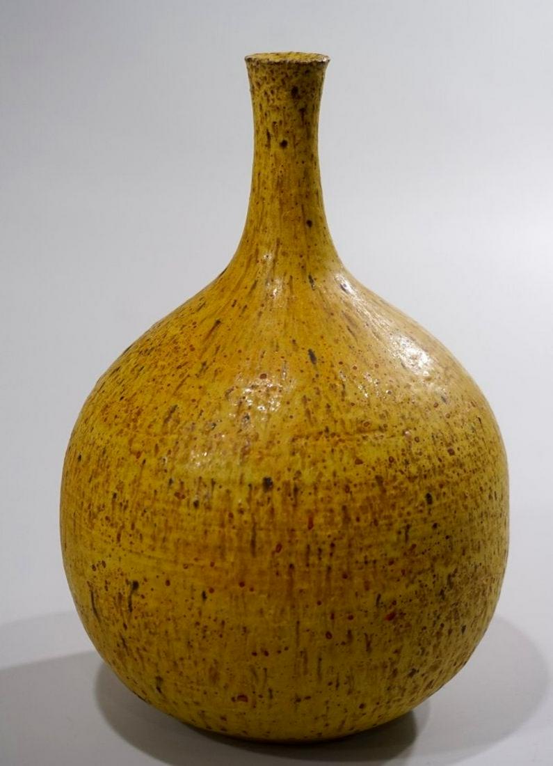 Older California Art Pottery Yellow Glazed Vase Artist (1 of 5)