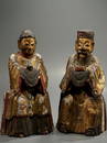 Antique Chinese Buddhist Temple Carved Figures Pair