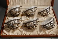 Antique Ramekins French Silver Plate Cups Limoges Porce