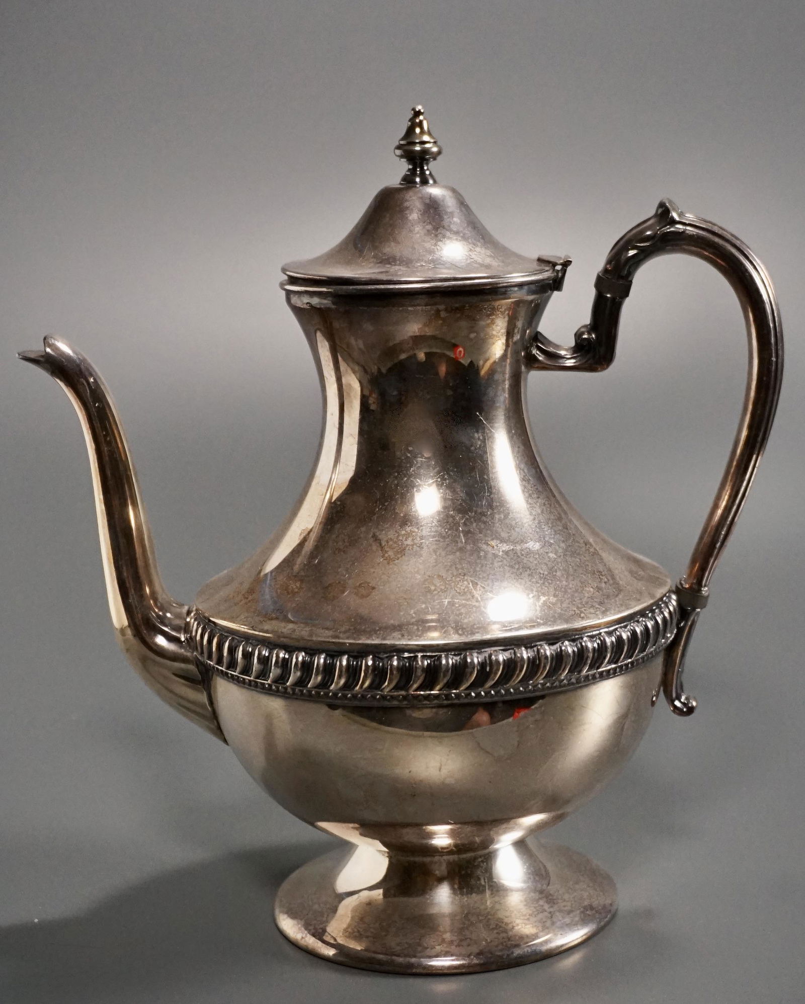 Silver on Copper Coffee Pot Gadroon Trim Vintage (1 of 4)