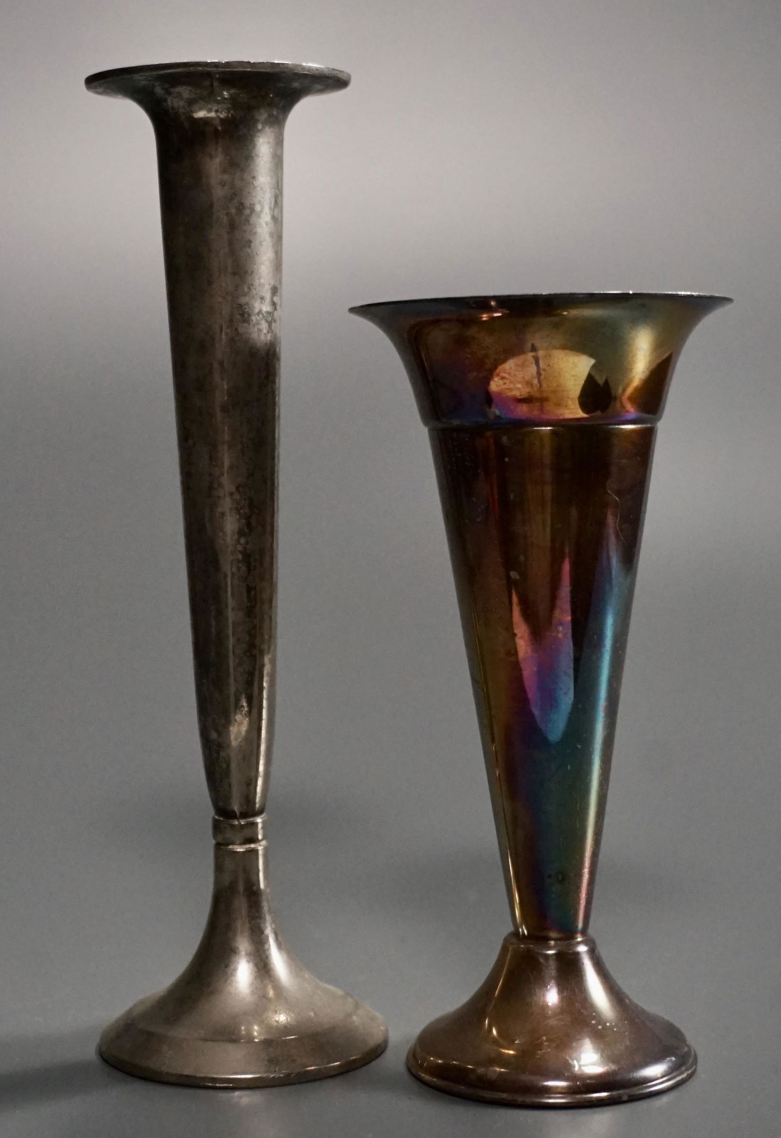 Trumpet Form Bud Vase Silver Plated Holloware Lot of 2 (1 of 3)