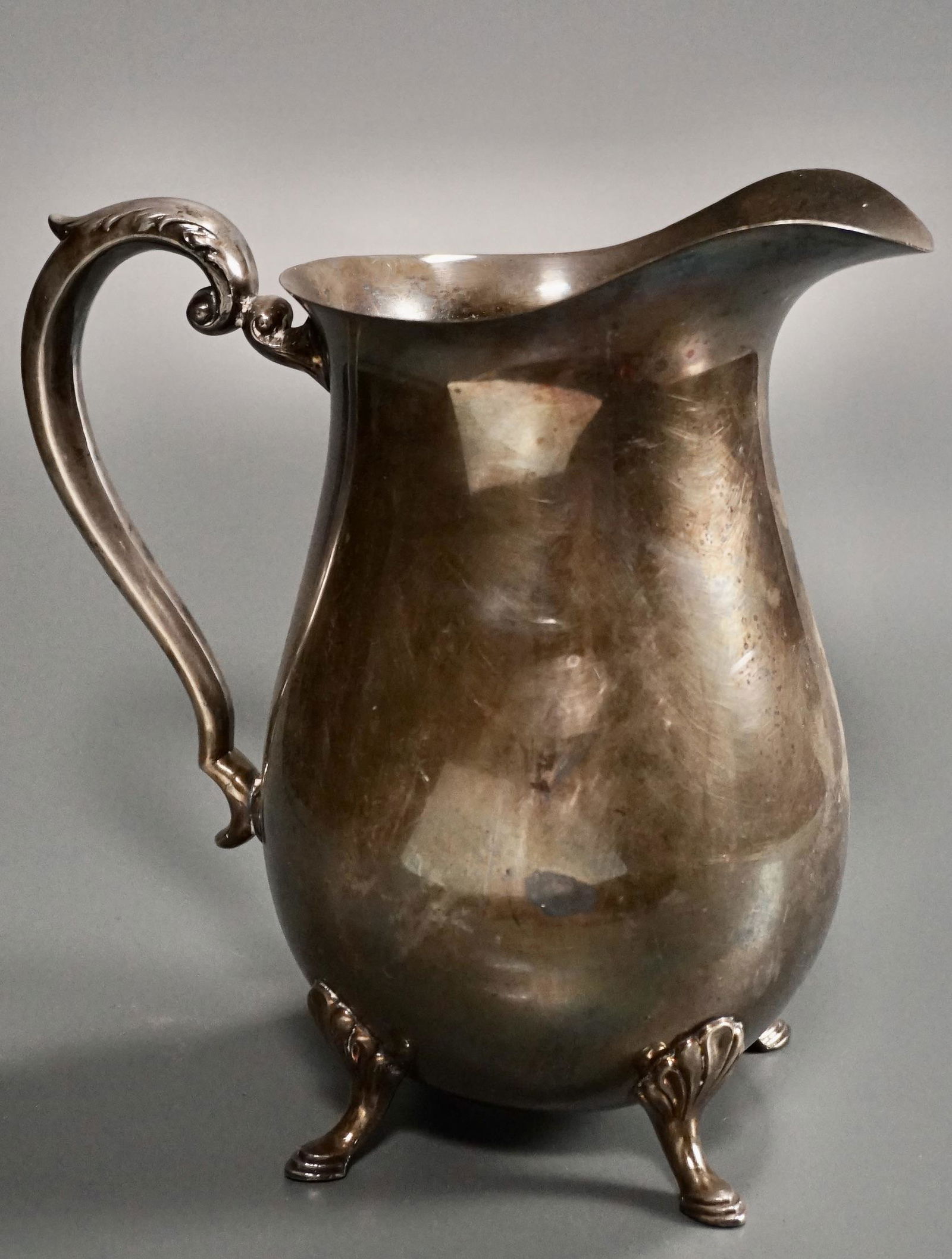 Crescent Silver Plate Water Jug Footed Pitcher Vintage (1 of 4)