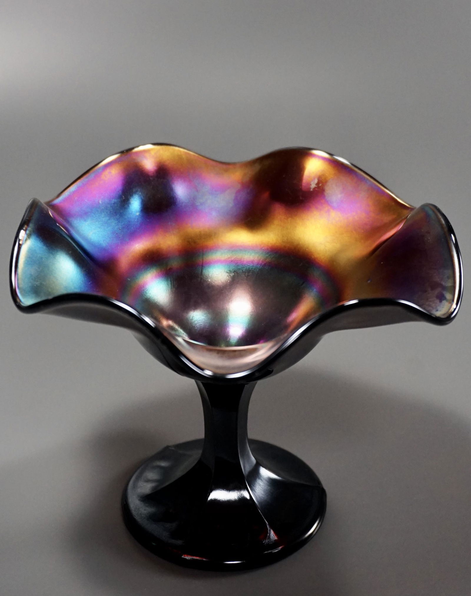 Antique Iridescent Carnival Glass Compote (1 of 4)