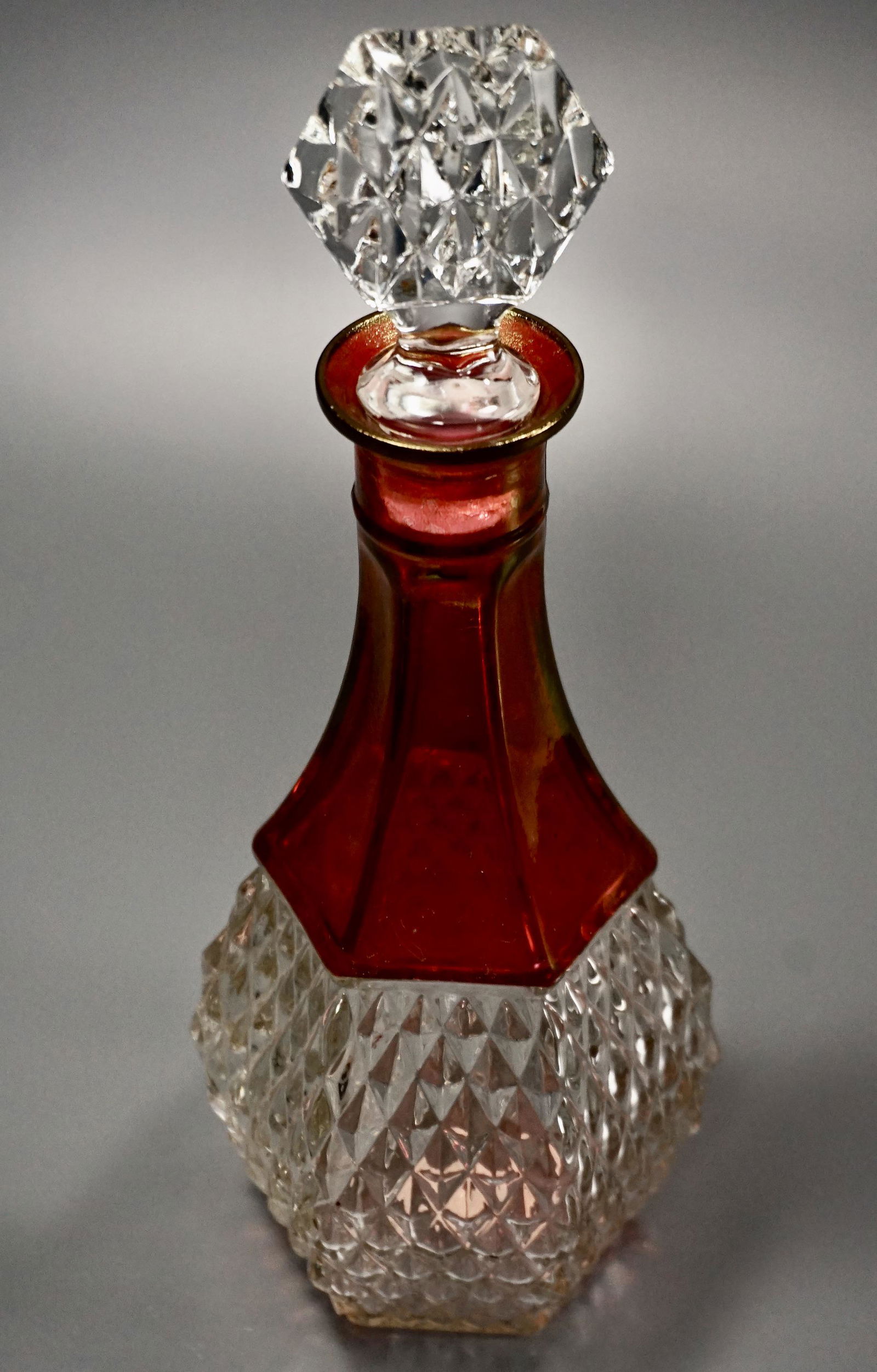 Vintage Ruby Splashed Diamond Point Pressed Glass (1 of 4)