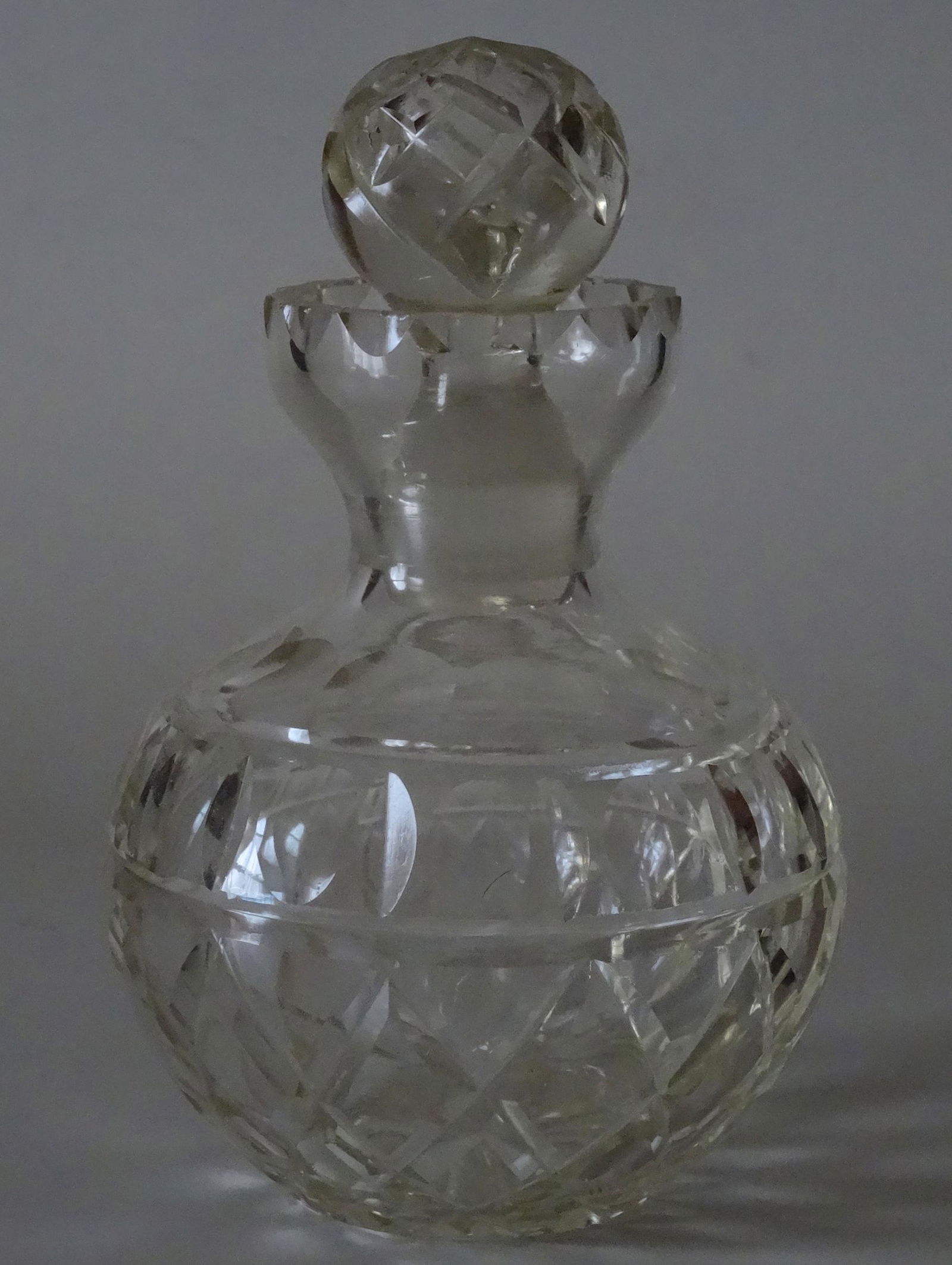 Large Ball Vanity Perfume Bottle Cut Glass (1 of 4)