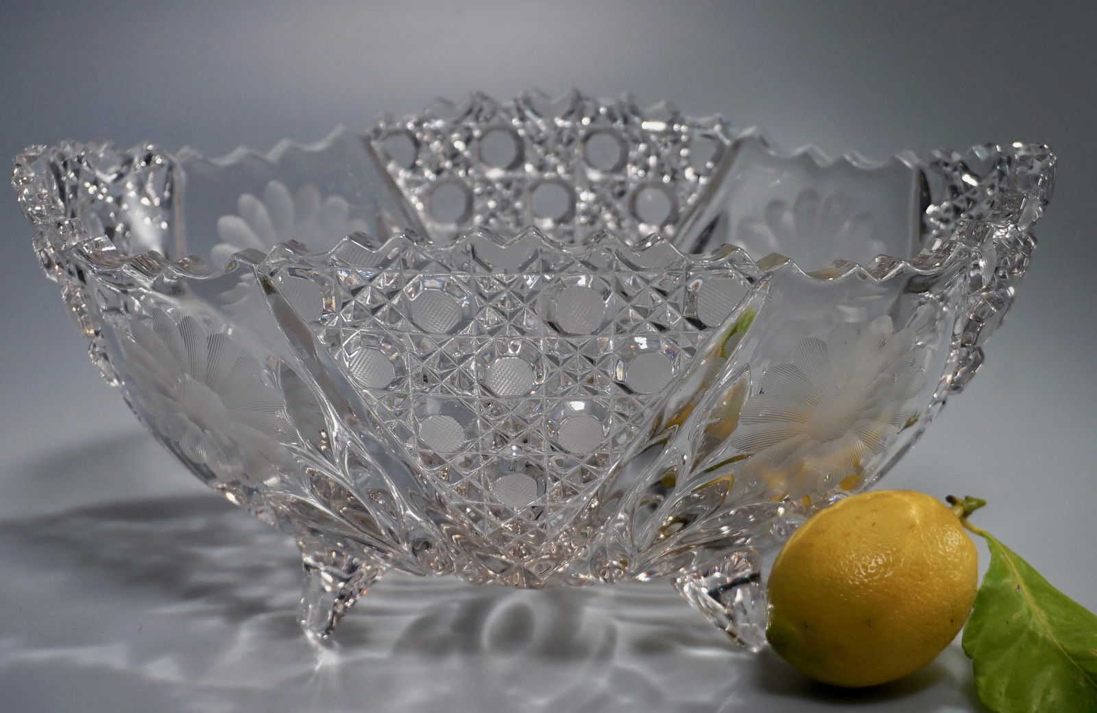 German Crystal Oval Footed Bowl (1 of 5)