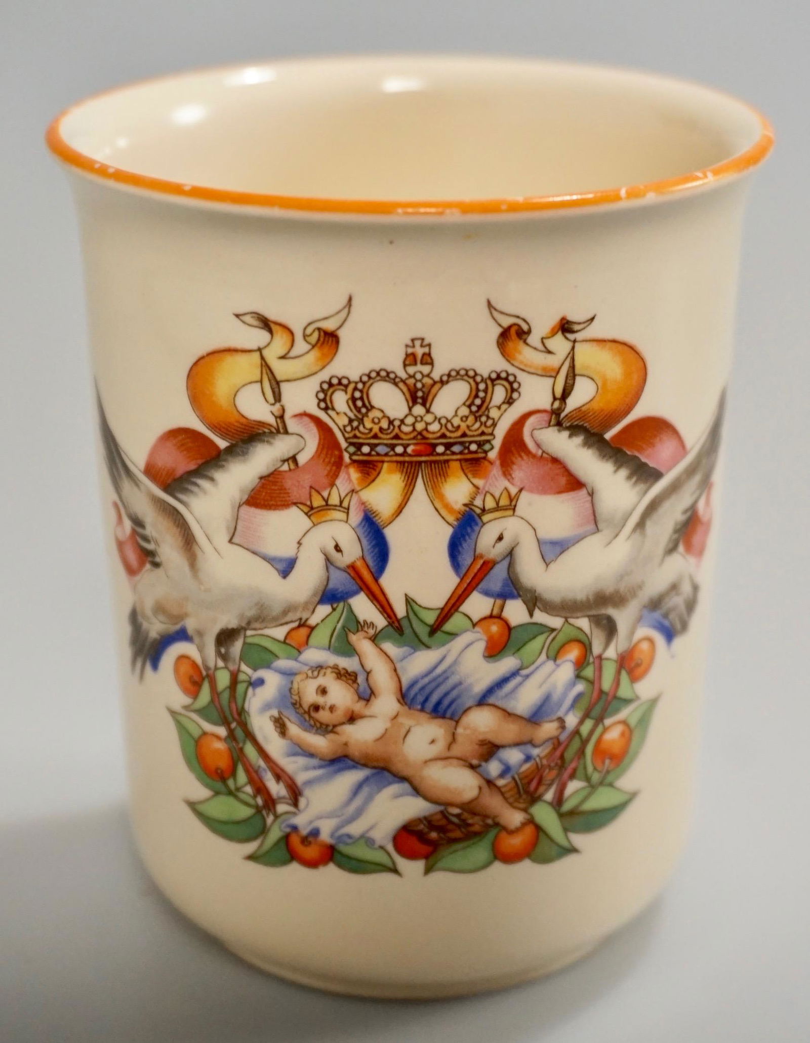 Newborn Baby Crane Beaker Vase Maastricht Pottery (1 of 6)