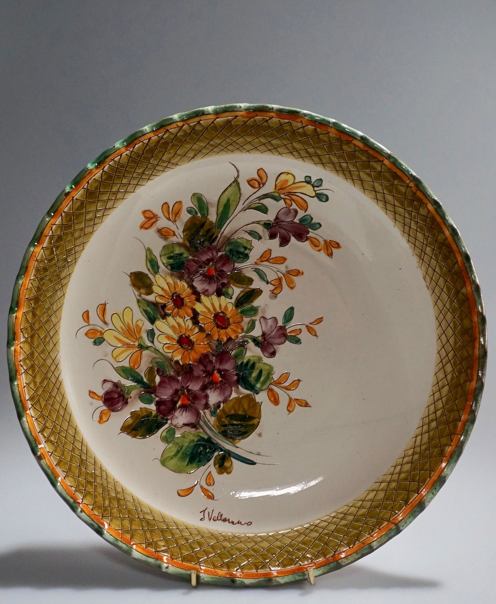 Italian Pisa Glaze Clay Mid Century Wall Plaque Artist (1 of 6)