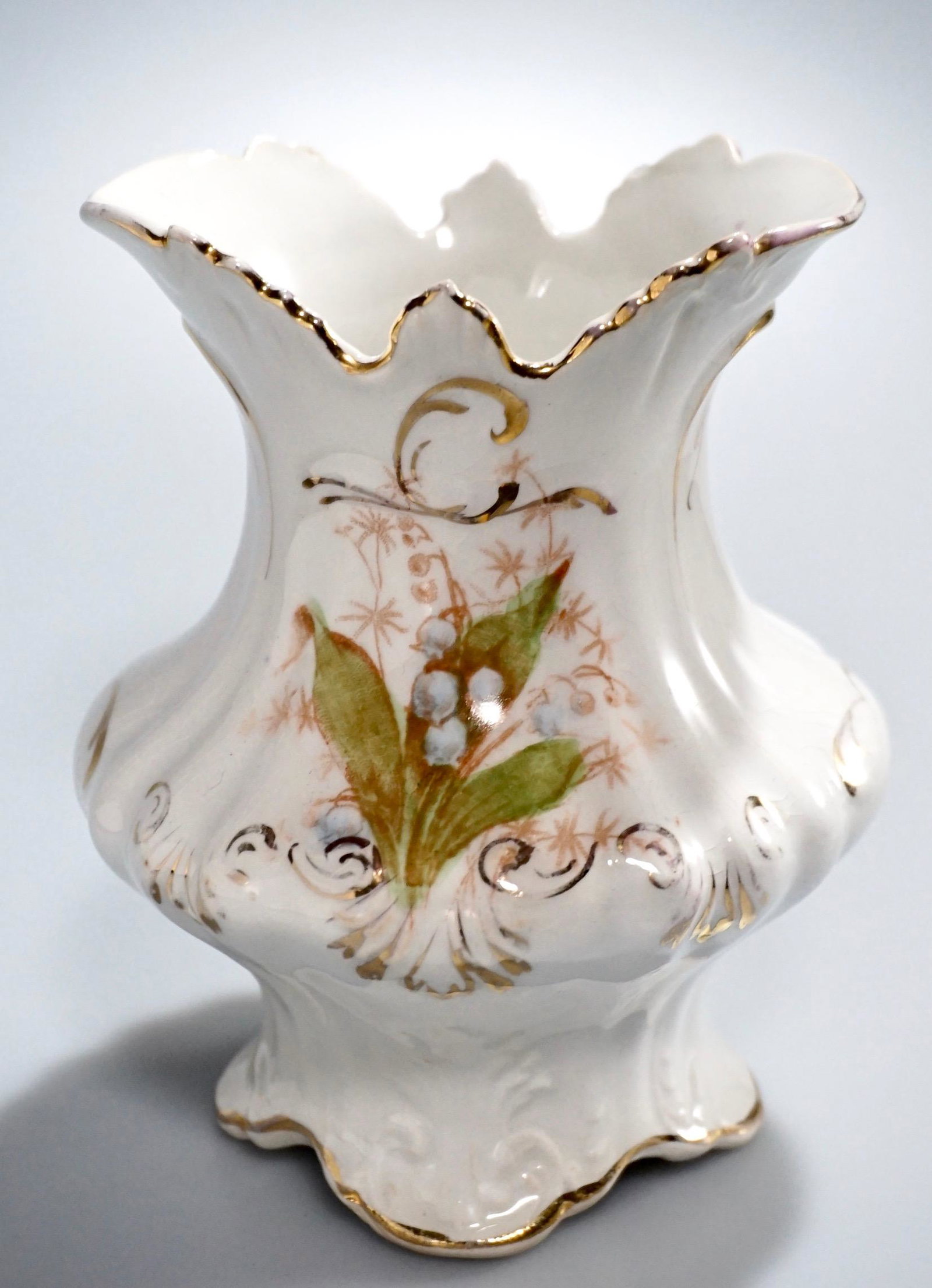 Semi Vitreous Opaque China Lily of Valley Flower Vase: Semi Vitreous Opaque China Lily of Valley Flower Vase Approximately 5 1/4 inches tall.