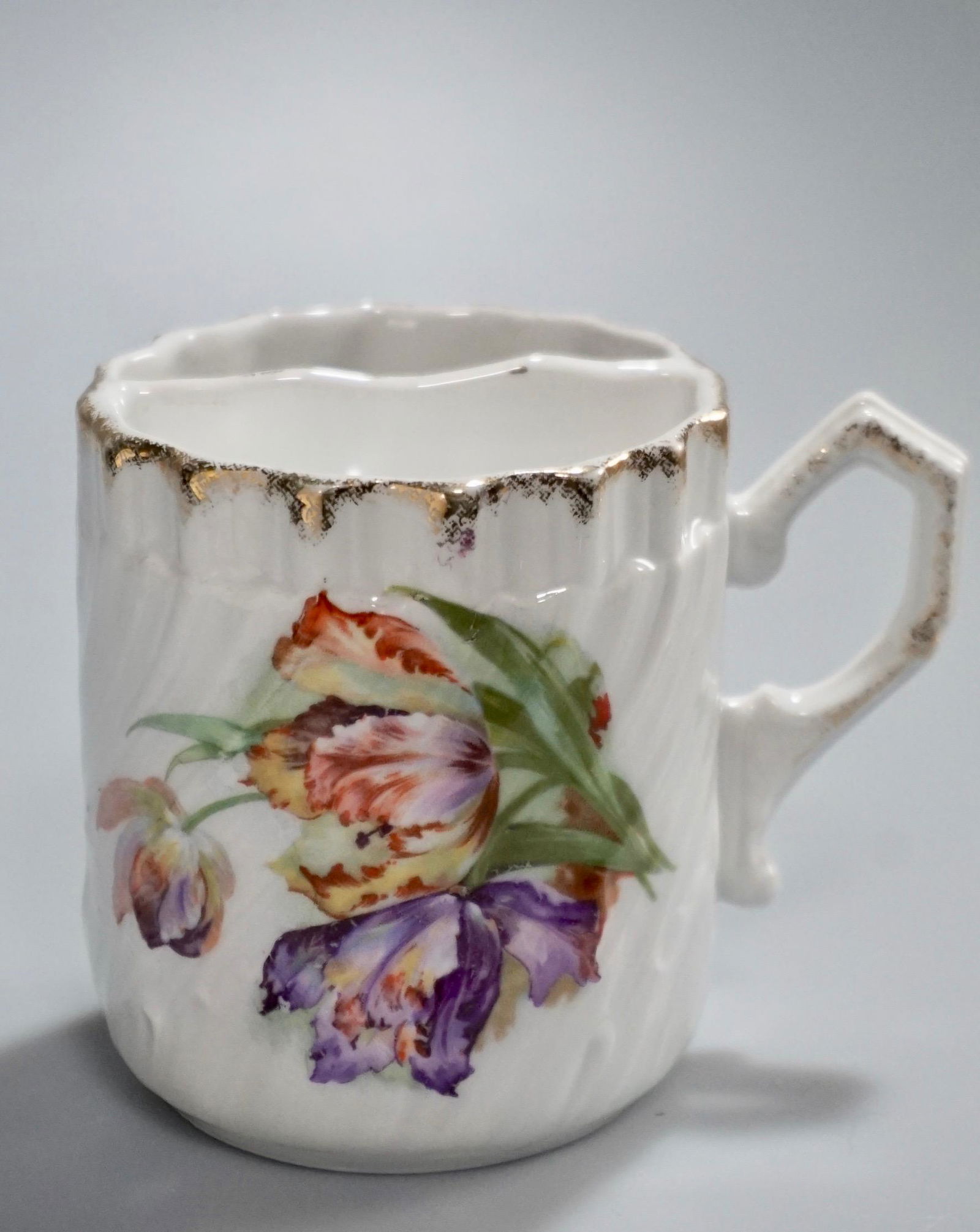 Antique c1900 German Porcelain Tulip Mustache Cup (1 of 5)