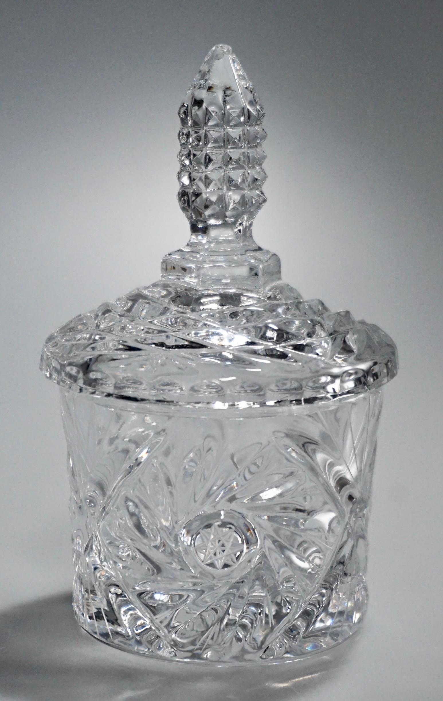 German Crystal Trinket Box Lidded Jar Spiked Finial Lid (1 of 4)