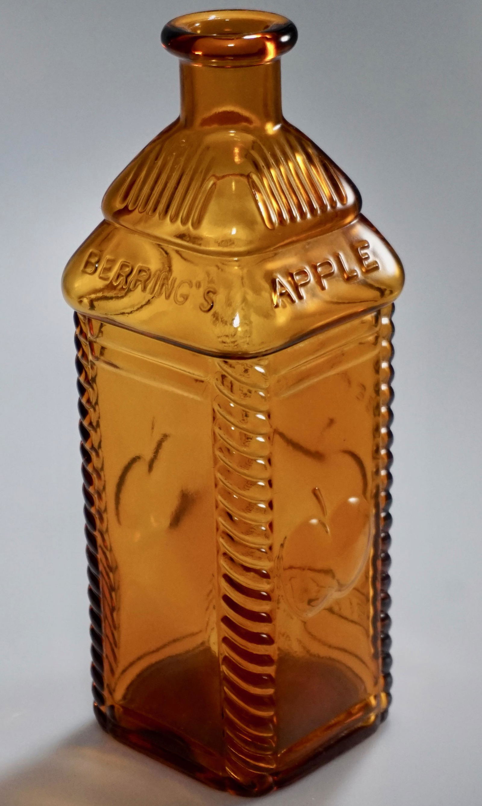 Berrings Bitters Pressed Amber Glass Large Square (1 of 5)