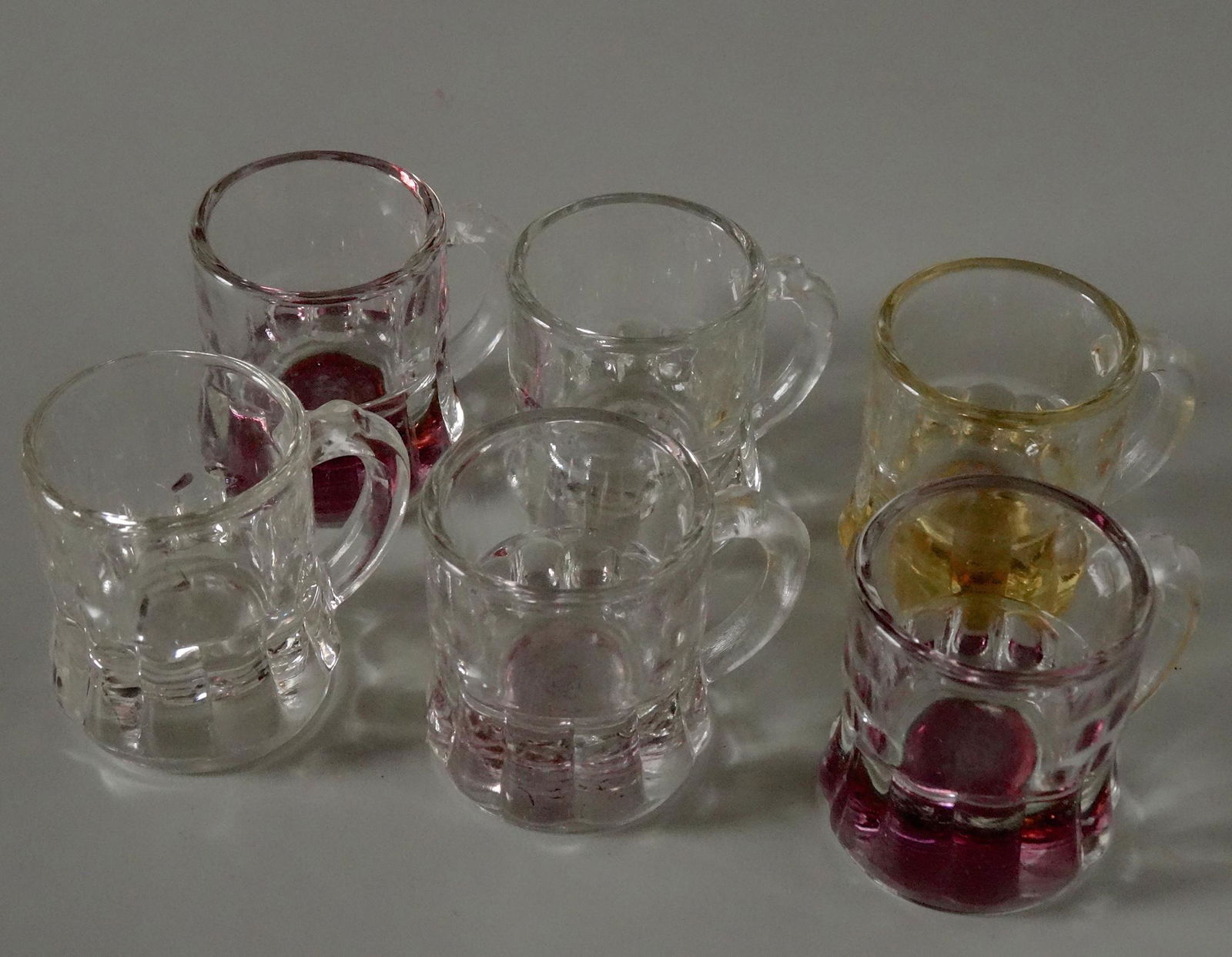 Vintage Flashed Glass Miniature Mug Shot Glasses Liqueu (1 of 5)