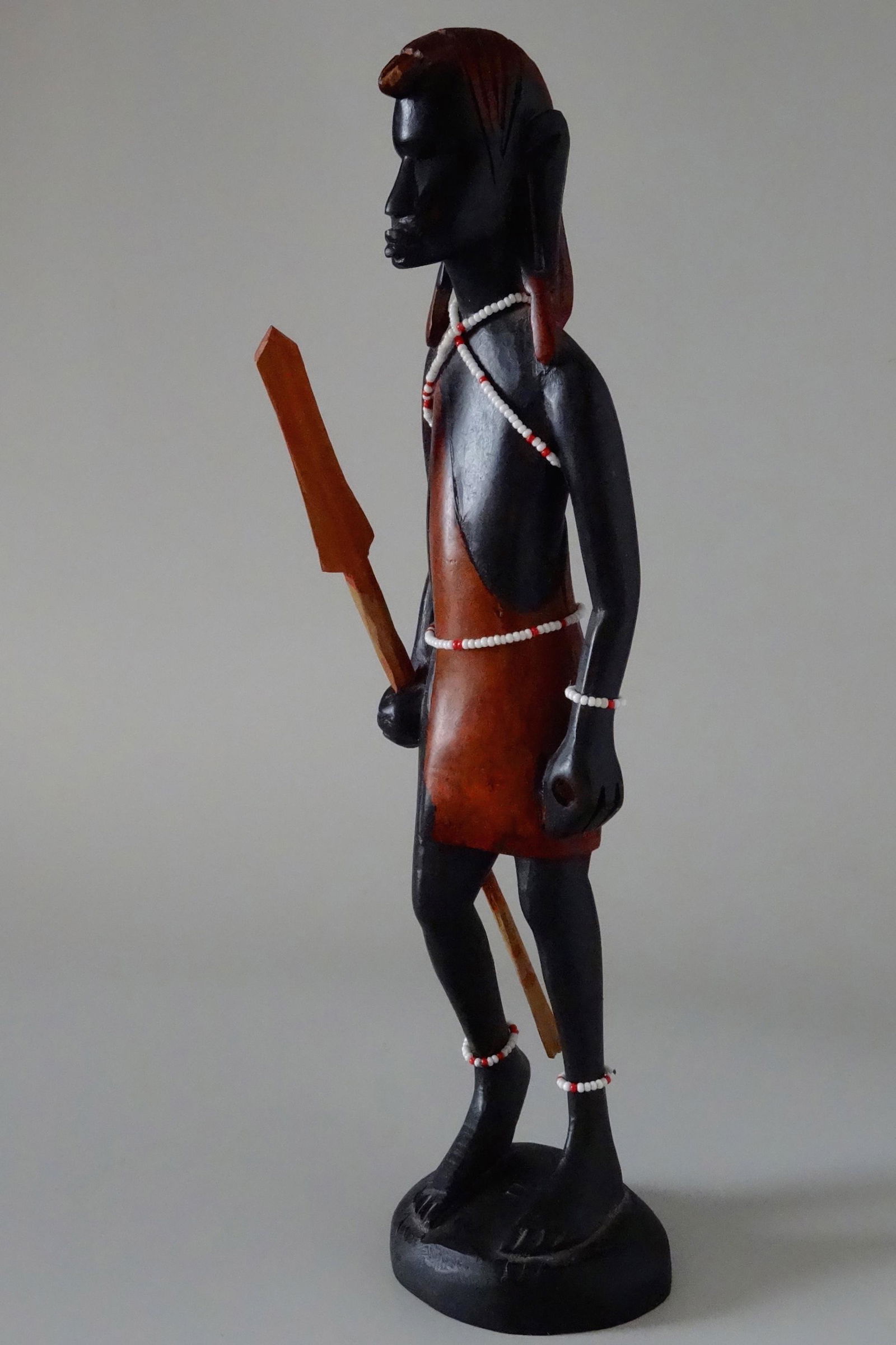 African Warrior with Spear Hand Carved Beaded Figurine (1 of 6)