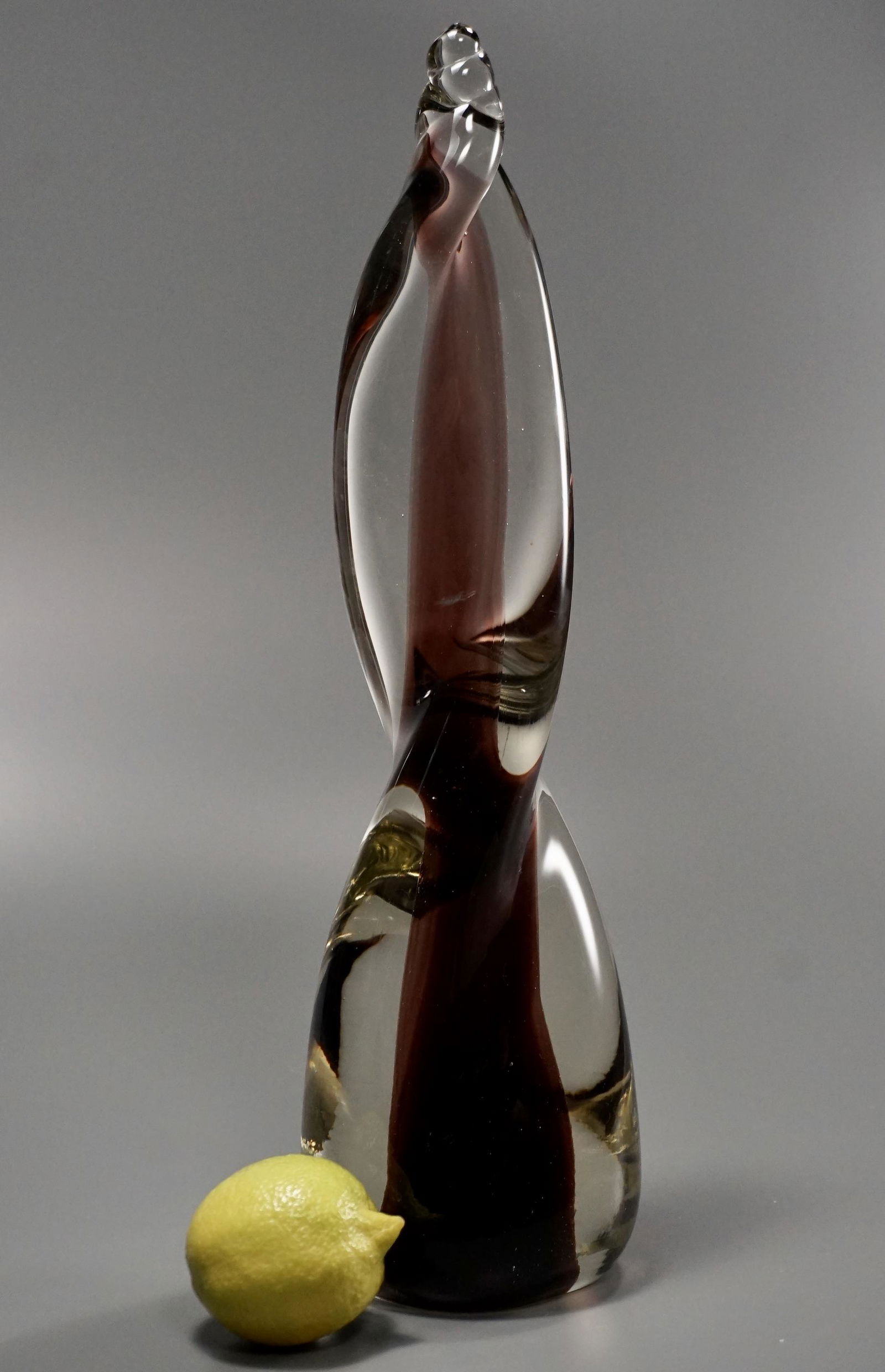 Italian Art Glass Obelisk Large Twister Paperweight Mid: Italian Art Glass Obelisk Large Twister Paperweight Mid Century Decor Approximately 14 1/16 inches tall.