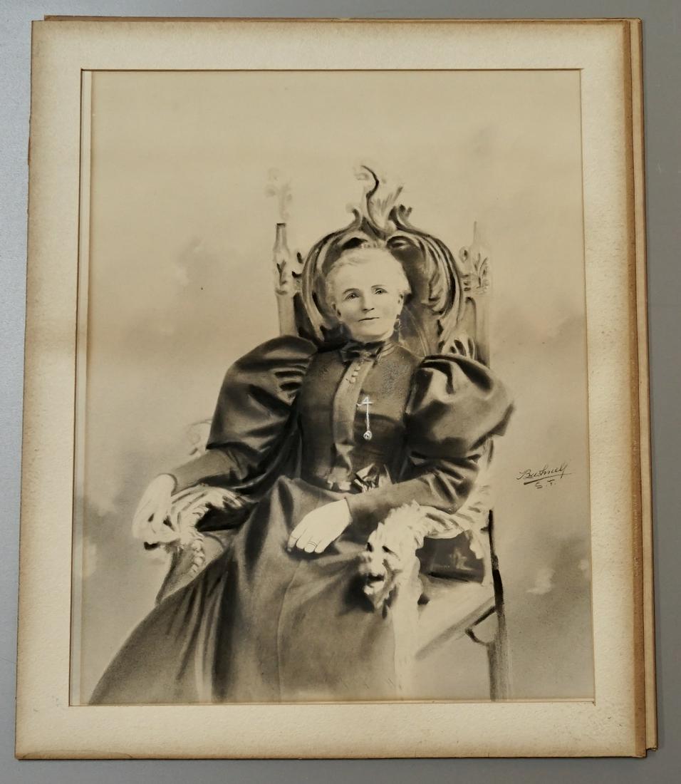 Victorian Old Lady Antique Photo Painting Artist Signed (1 of 3)