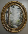 Forest Landscape Oval Canvas Painting Nicely Framed