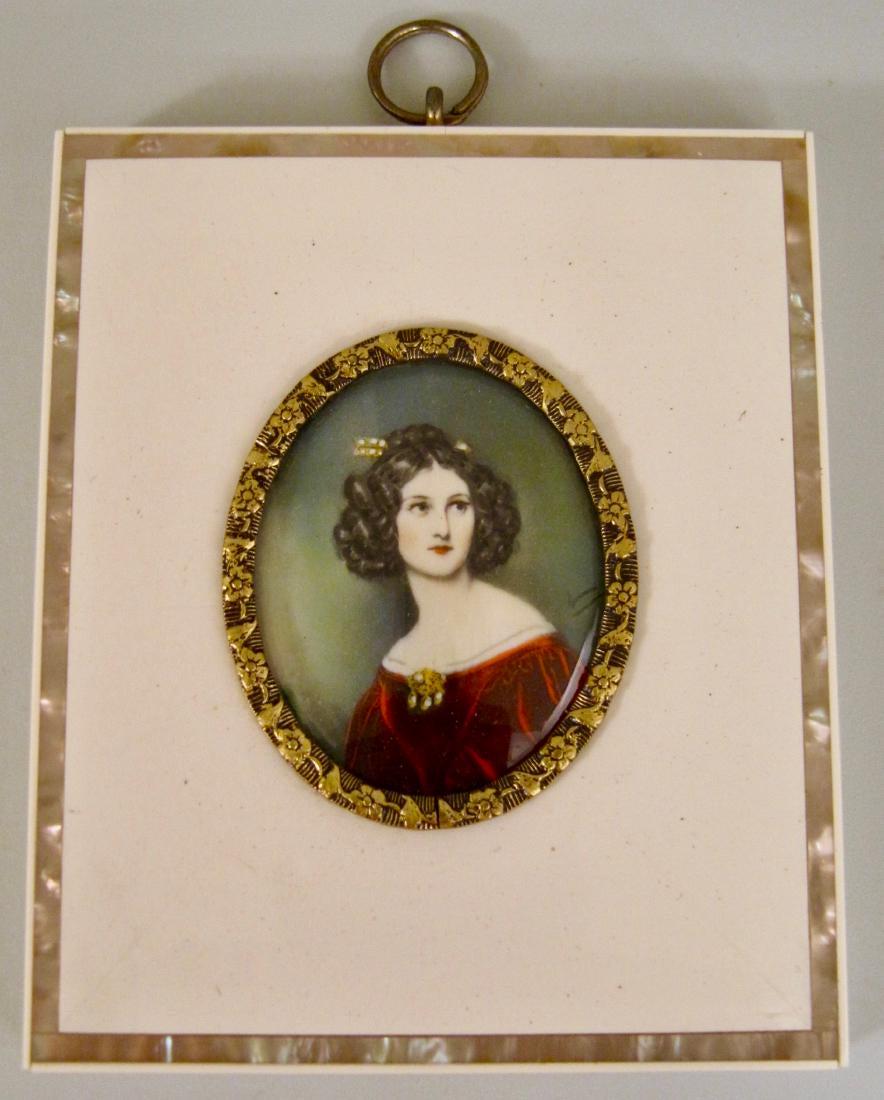 Antique Framed Miniature Portrait of Nanette Heine (1 of 5)