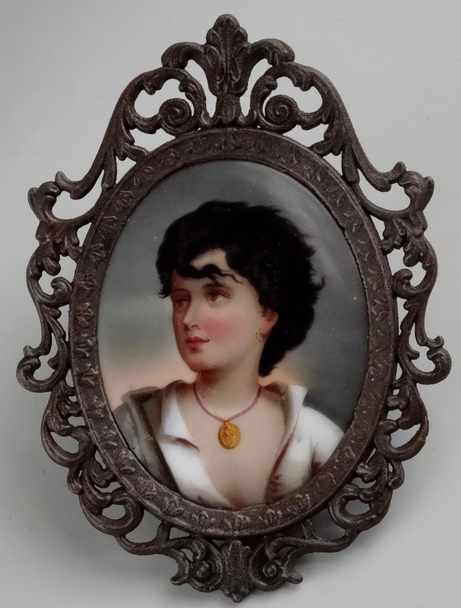 Neapolitan Boy Miniature Portrait Painting on Oval (1 of 4)