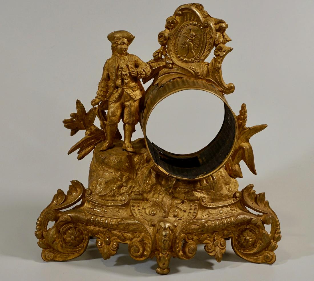 Antique French Spelter Figural Clock Case Man Figure (1 of 7)