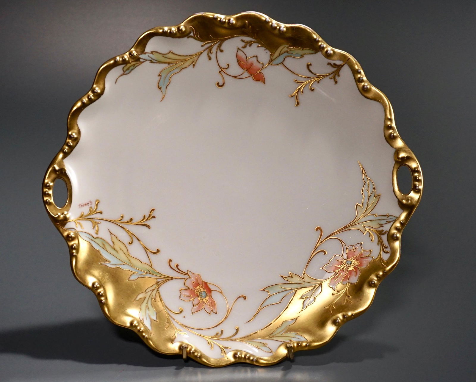 Laviolette Limoges Art Nouveau Cake Plate LDBC Flambeau (1 of 6)