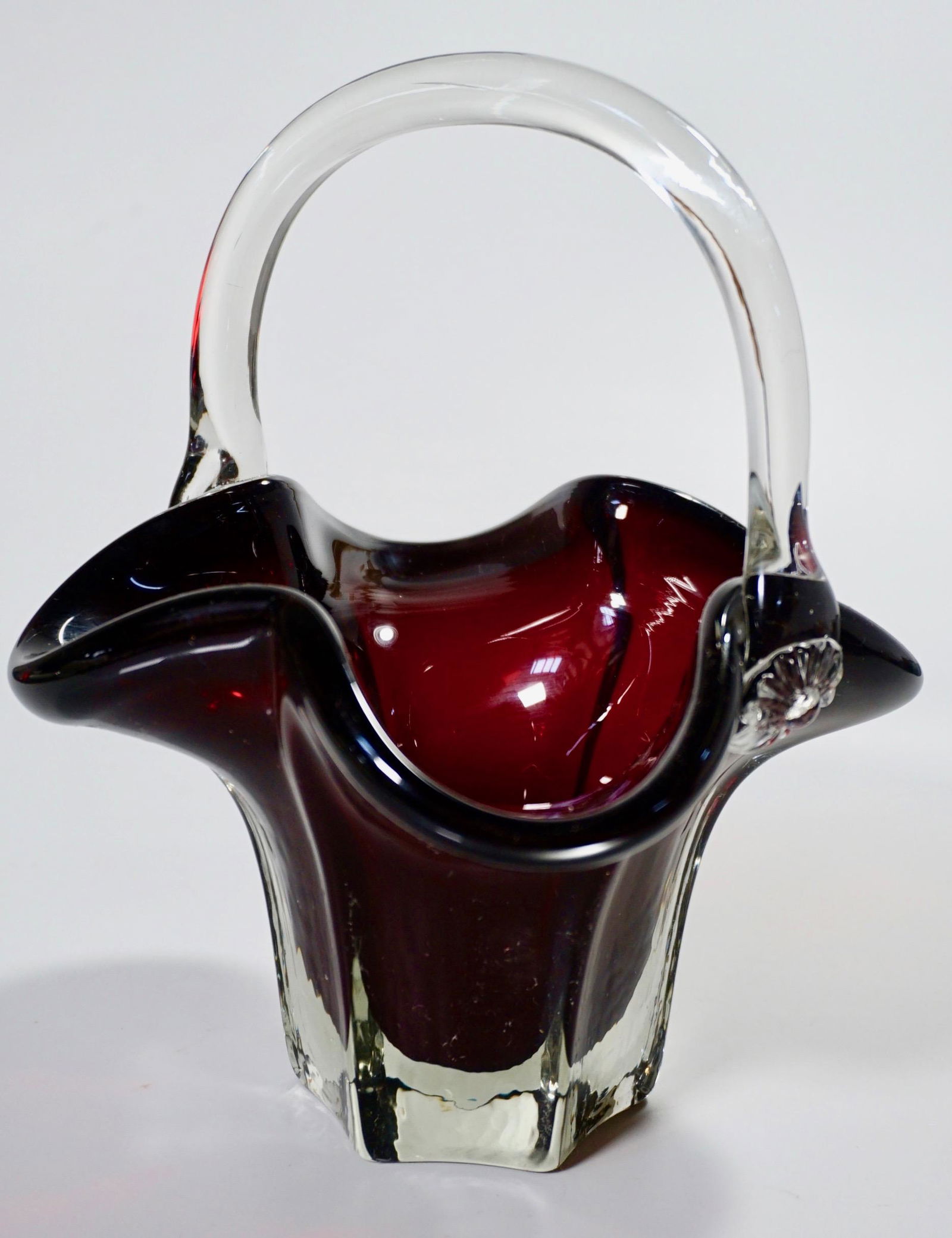 Ruby Red Glass Bridal Basket Vase Bowl (1 of 3)