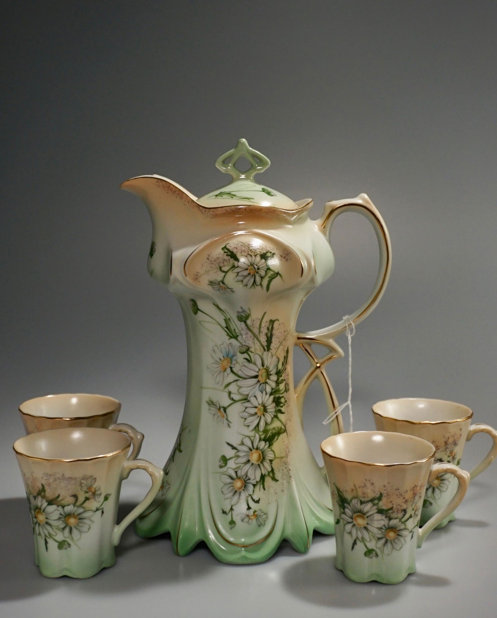 Vintage Mums Porcelain Chocolate Pot 4 Cup Set (1 of 7)