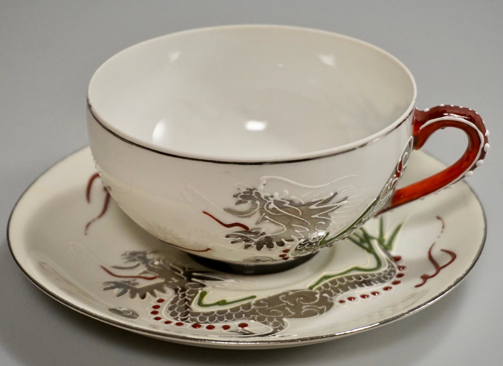 Silver Moriage Dragon Geisha Lithophane Eggshell (1 of 6)