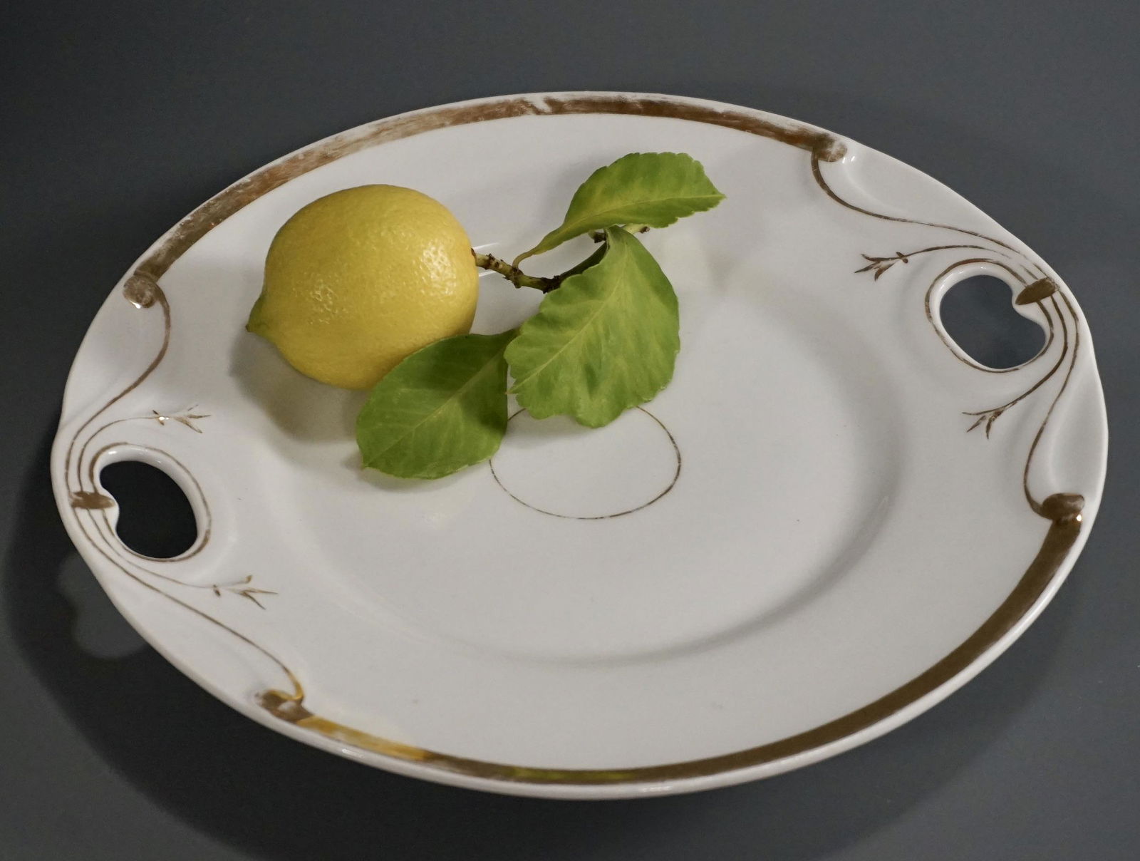 Antique Porcelain Cake Serving Plate White Gold (1 of 3)