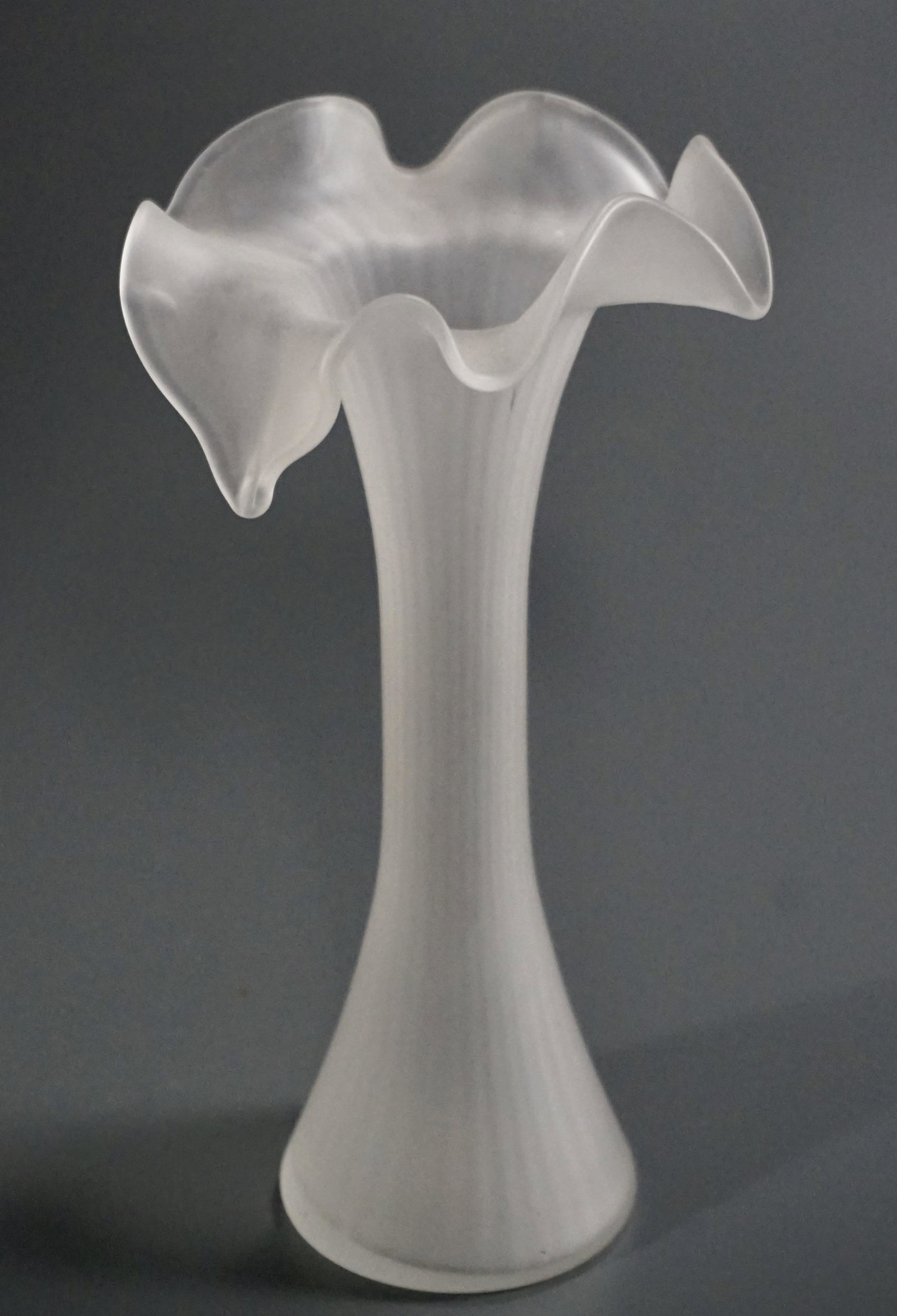 Matted Lily Glass Vase: Matted Lily Glass Vase Approximately 8 3/16 inches tall.