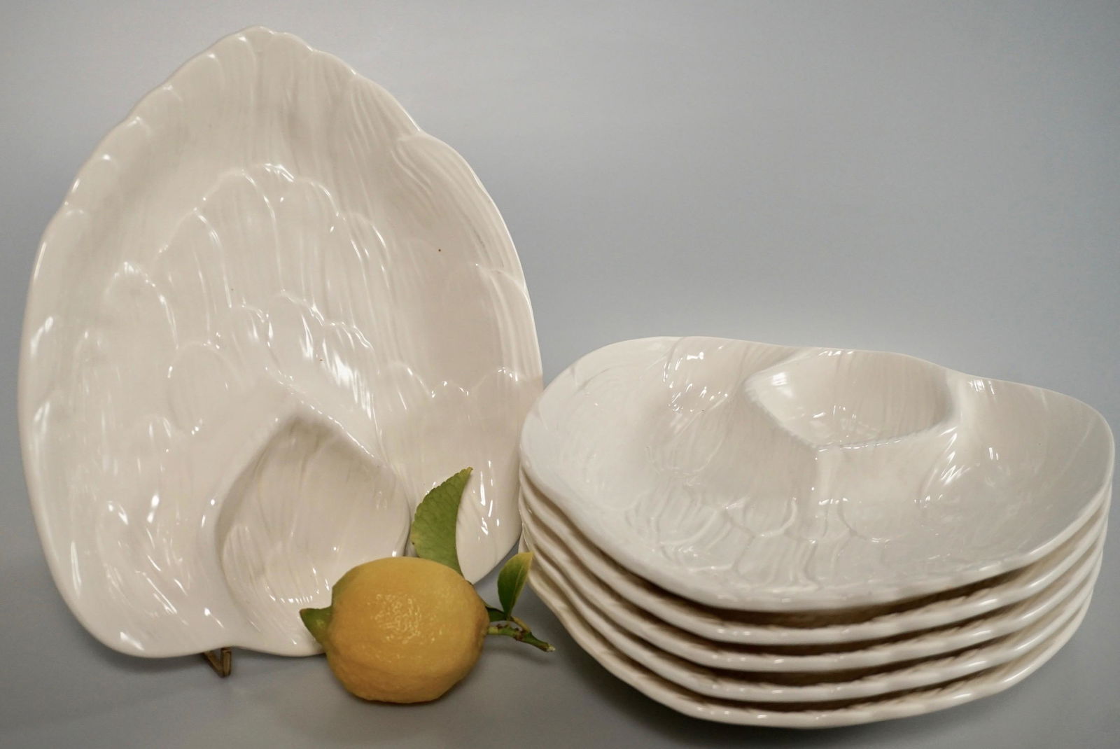 Angel Wing Italian White Glaze Ceramic Serving Plate (1 of 5)