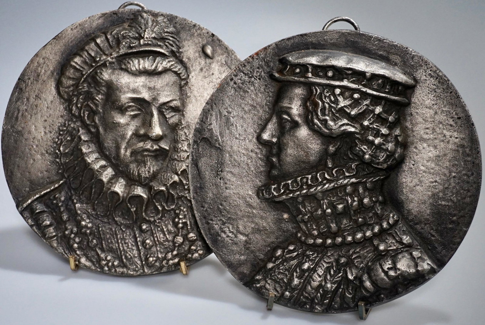 Medieval Style Metallic Finish Medici Family Roundel: Medieval Style Metallic Finish Medici Family Roundel Italian Wall Plaque Lot of 2 Approximately 7 1/4 inches in diameter.