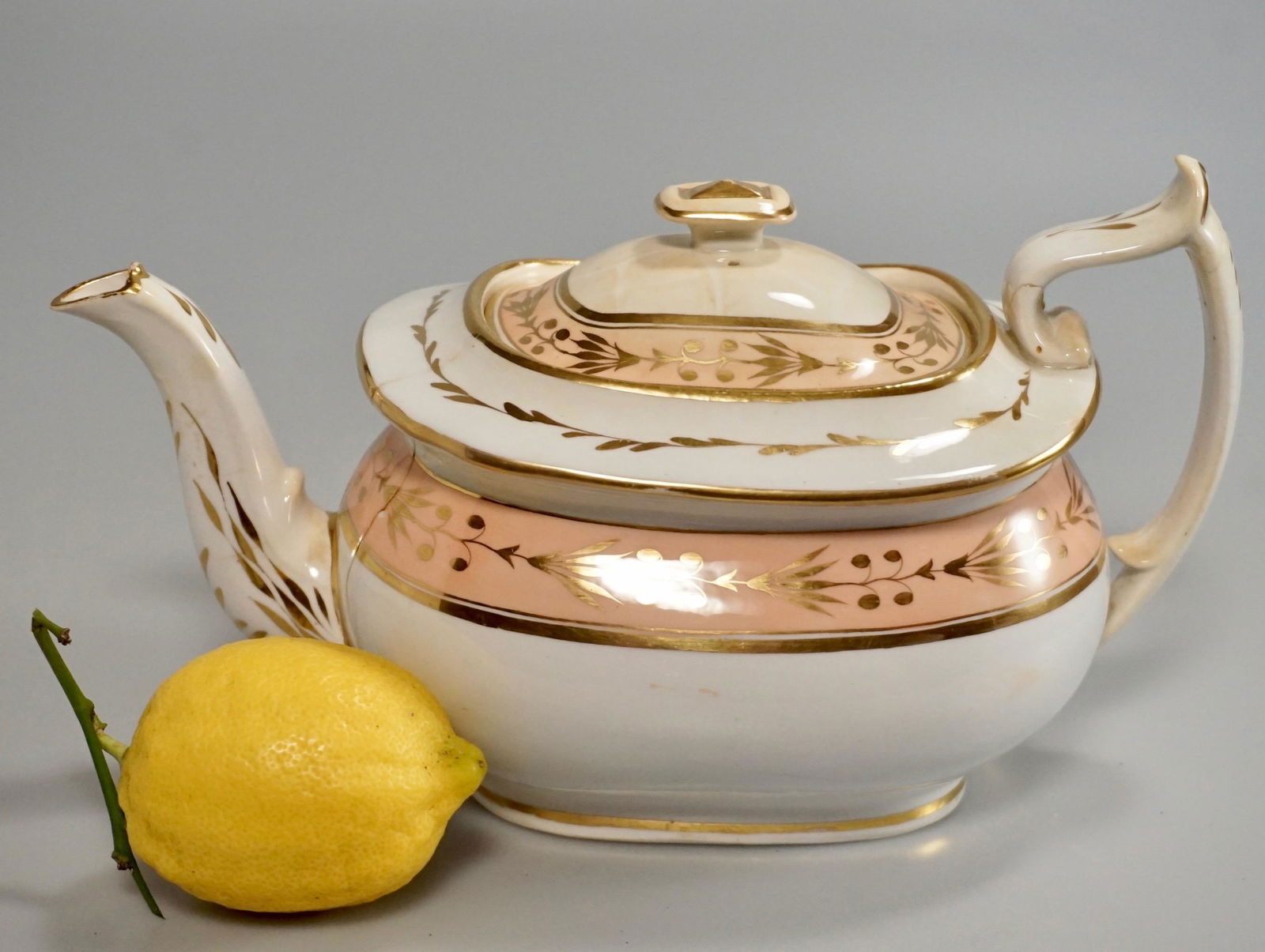 Early 19th Century China Antique English Teapot: Early 19th Century China Antique English Teapot Approximately 9 11/16 x 5 1/16 x 5 3/8 inches tall.