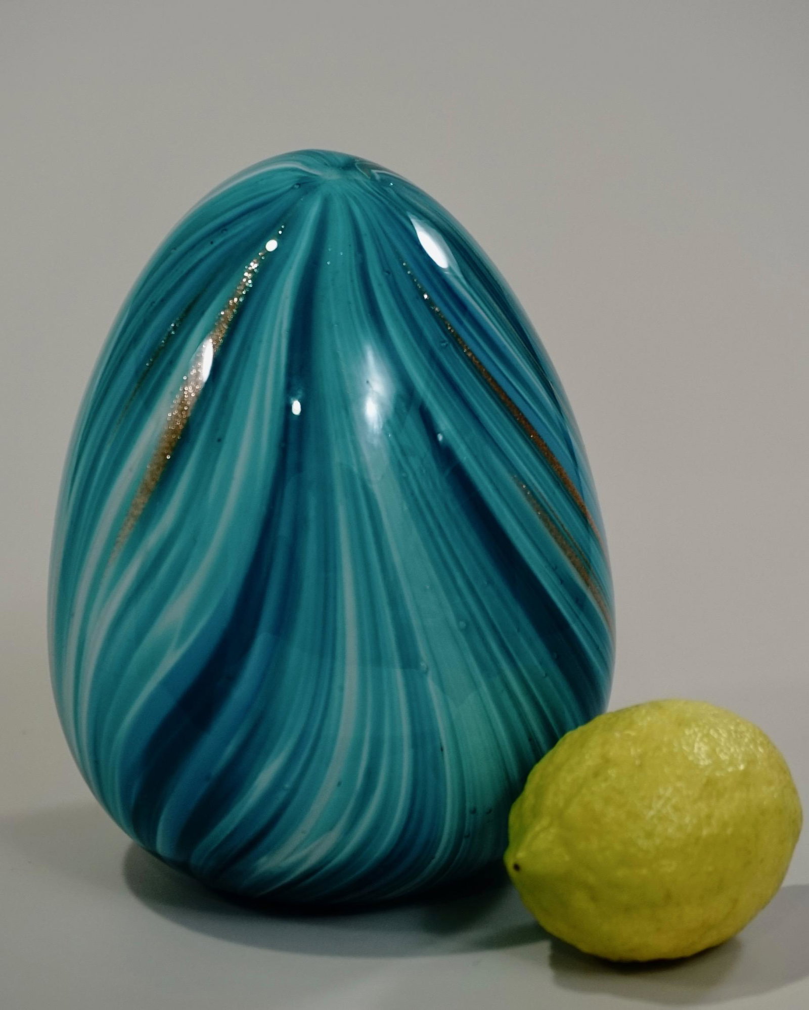 Blue Easter Egg Aventurine Pulled Feather Studio Art (1 of 5)