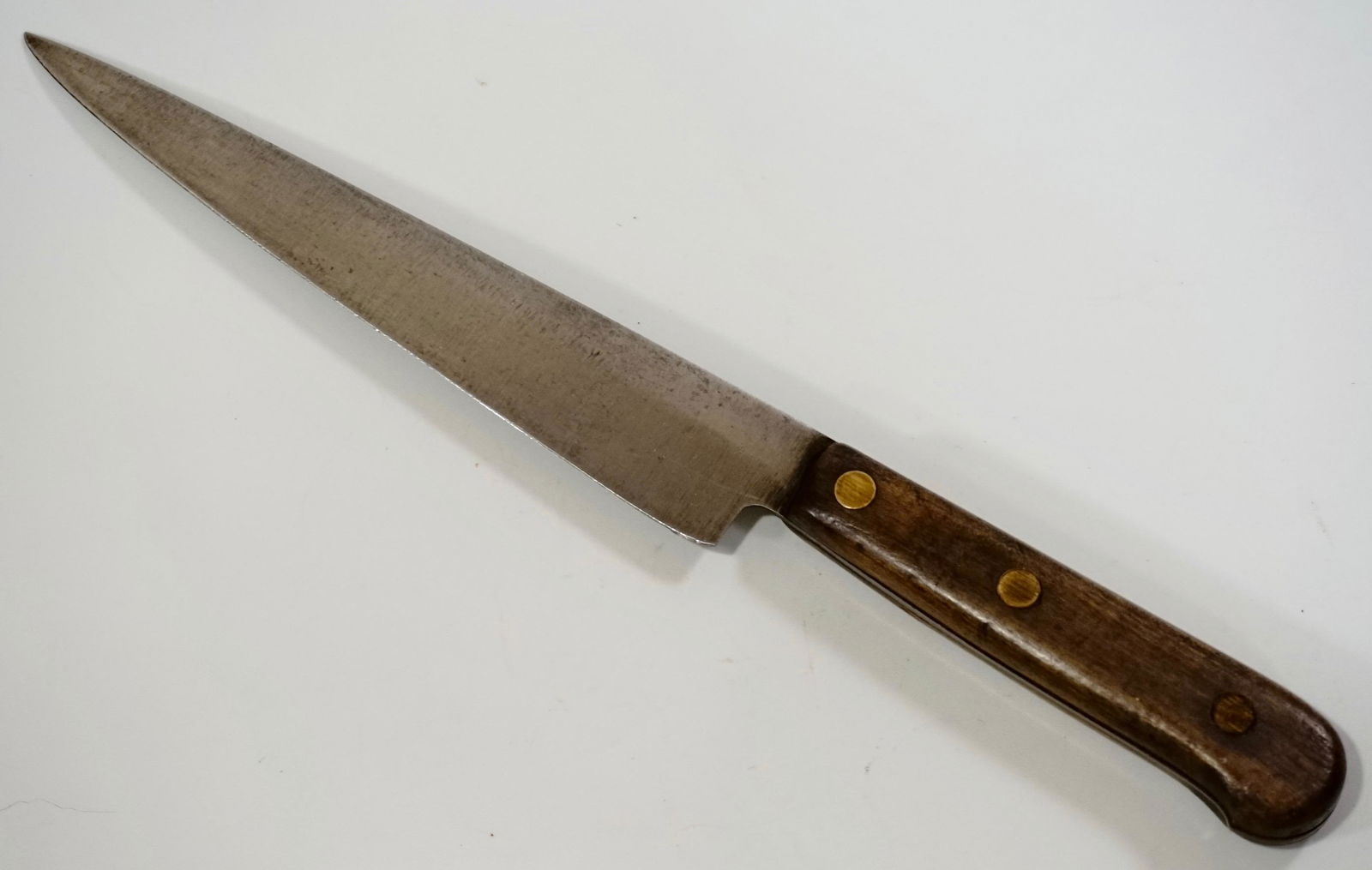 Antique Kitchen Knife Carbon Steel Wooden Handle (1 of 8)